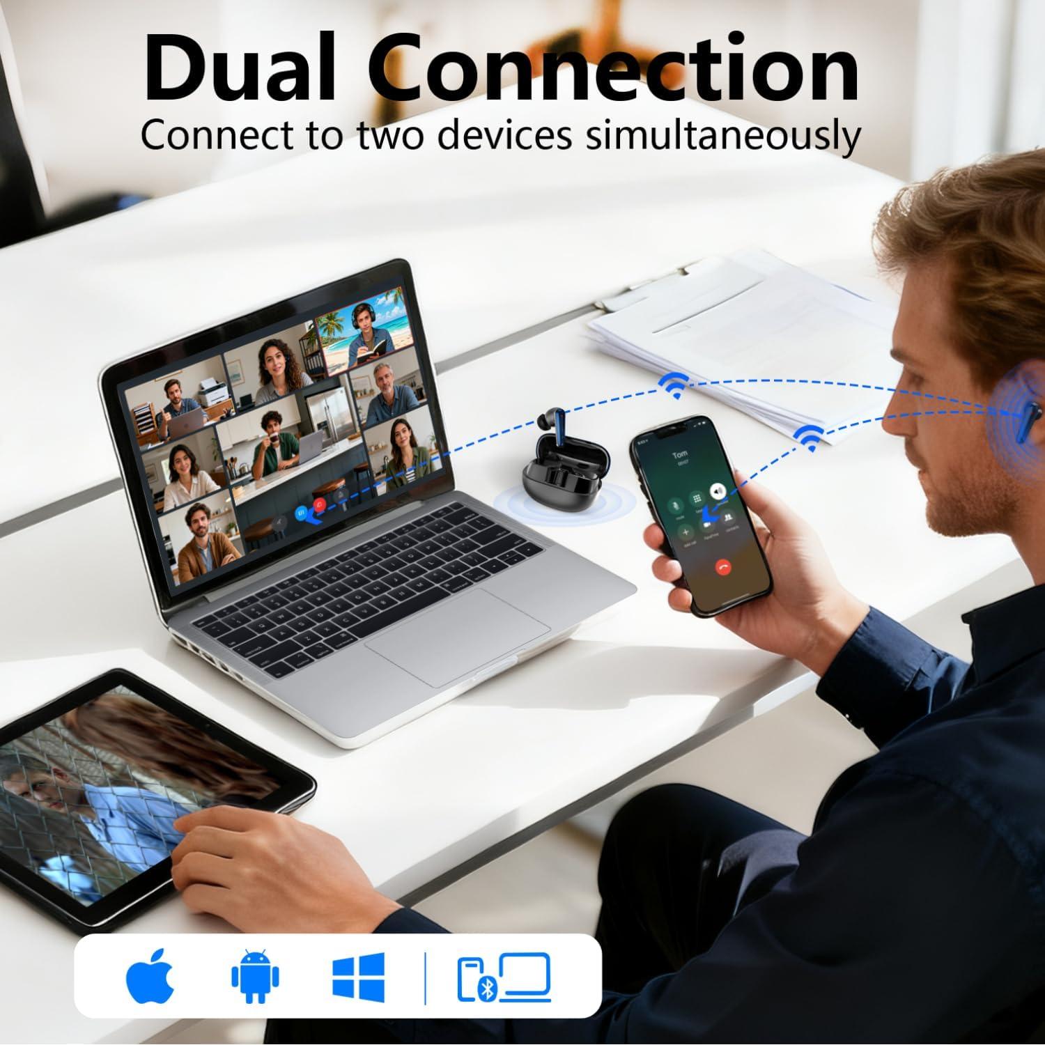 Auriculares Inalámbricos KVANCE Airdopes 141 Bluetooth 5.4 ANC 60H