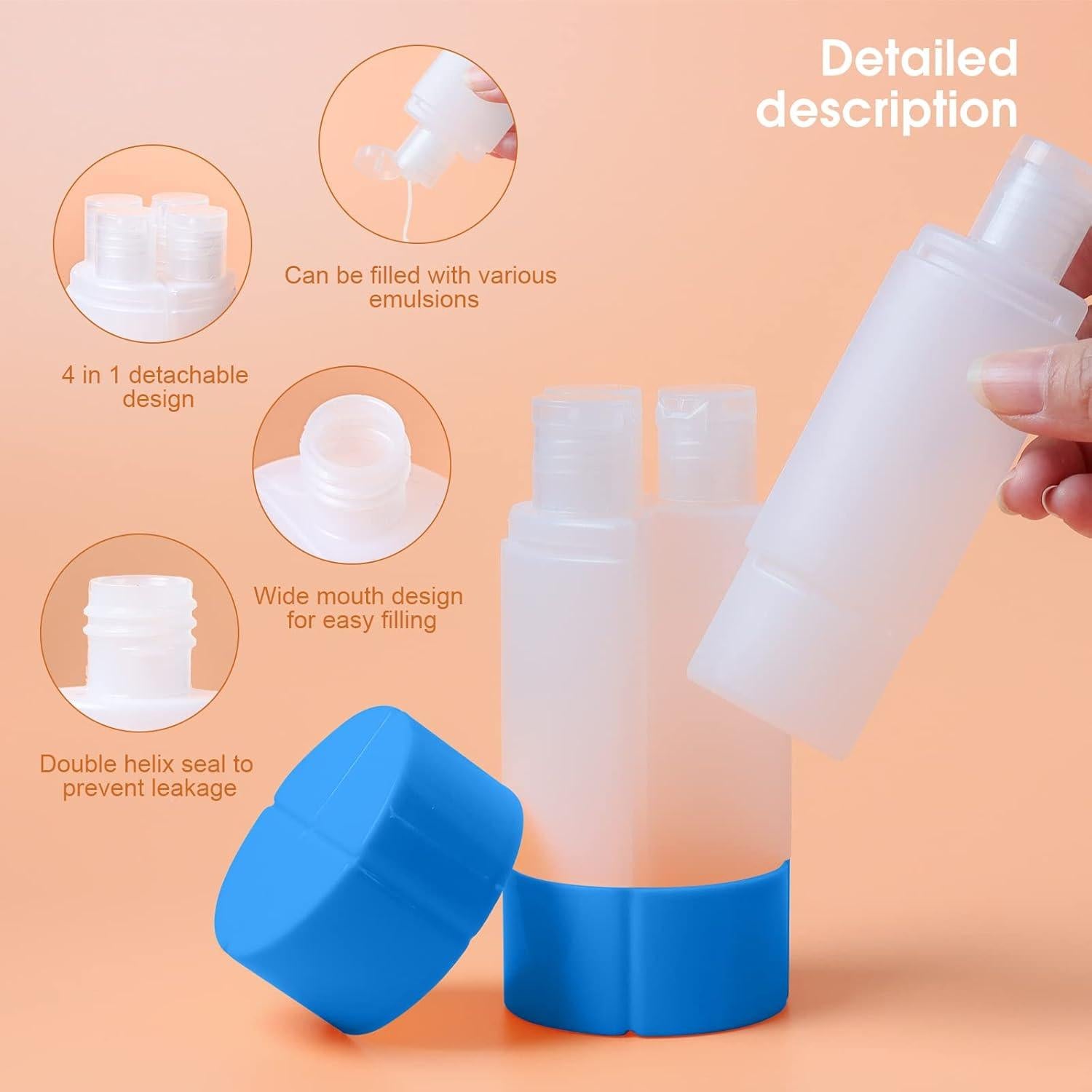 Botella de Viaje Olatay 4-en-1 A Prueba de Fugas 240ml Azul