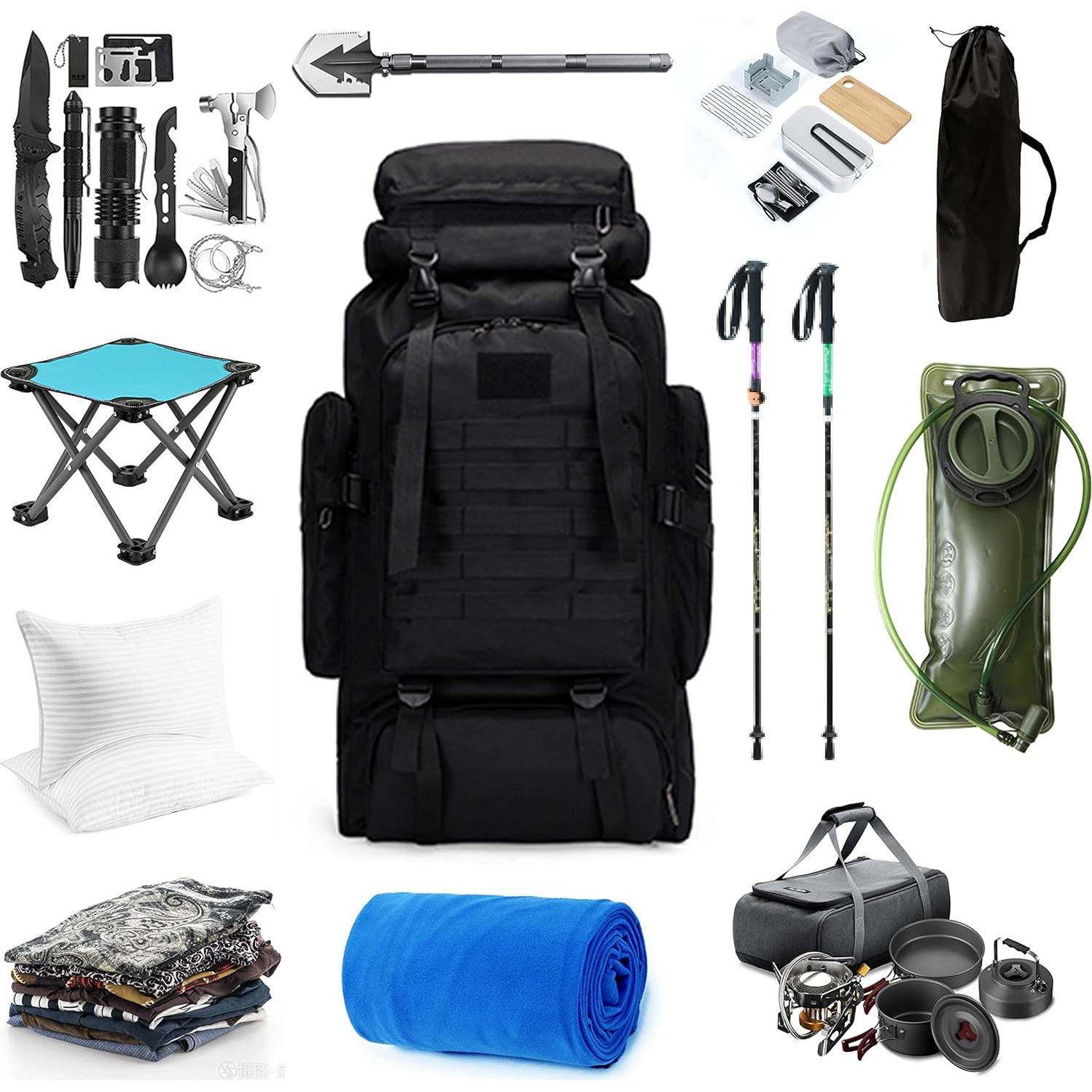 Mochila de Senderismo YFREAL 80L Impermeable para Camping