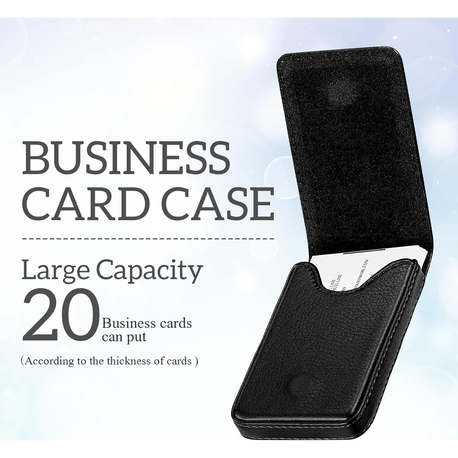 Soporte para Tarjetas de Negocios Outus 2 Piezas Cuero PU Negro