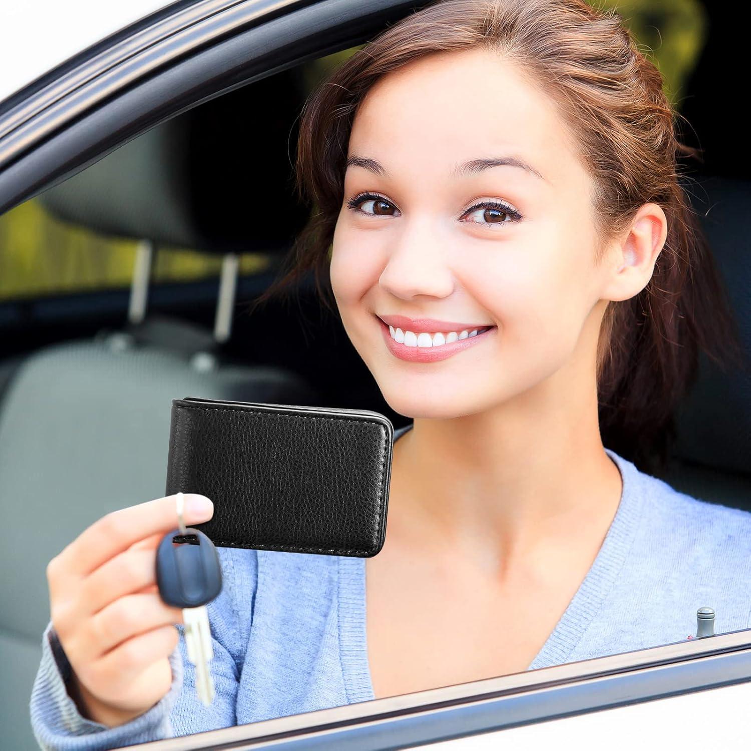 Soporte para Tarjetas de Negocios Outus 2 Piezas Cuero PU Negro