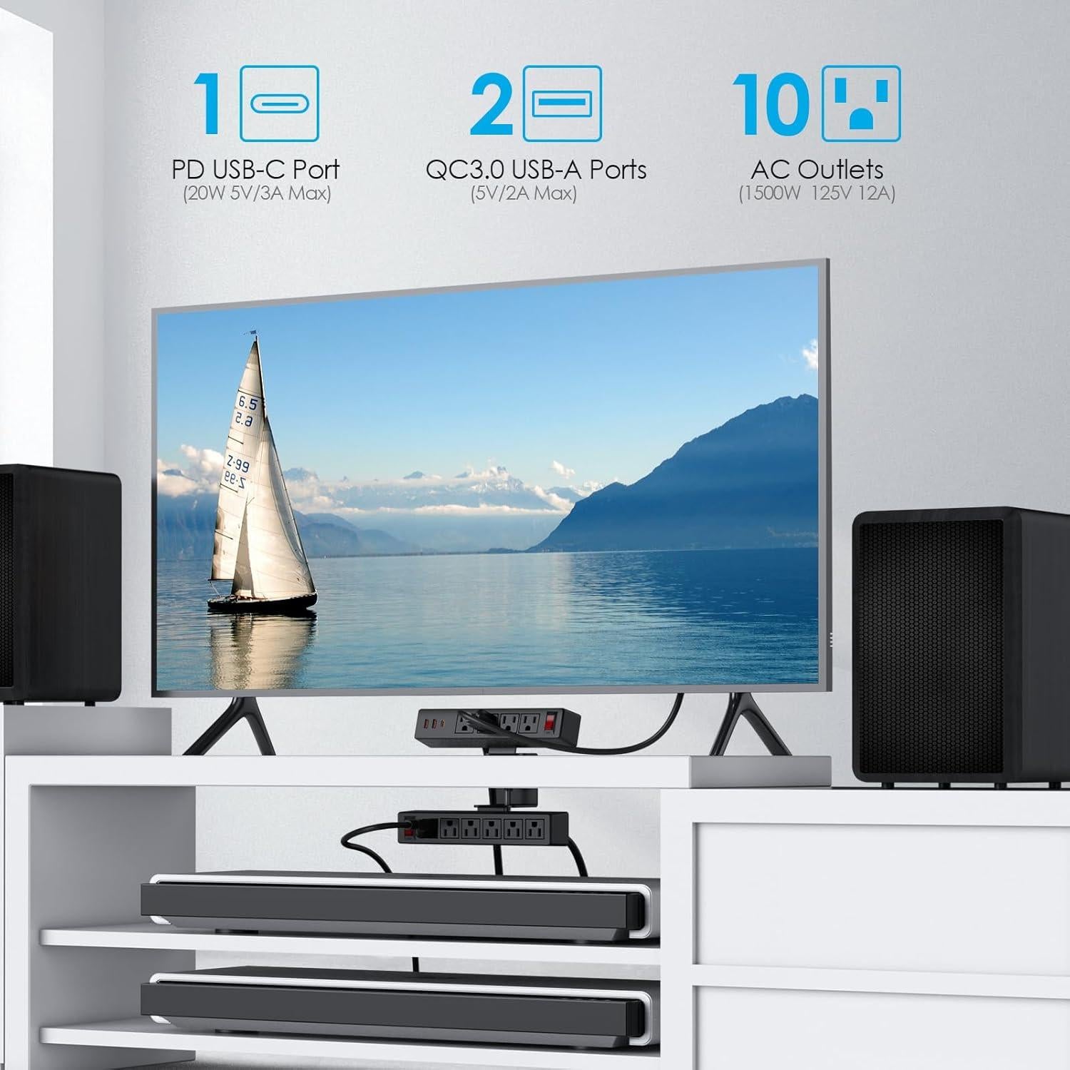 Toma de Corriente Montada VILONG 13 en 1 con USB-C 20W