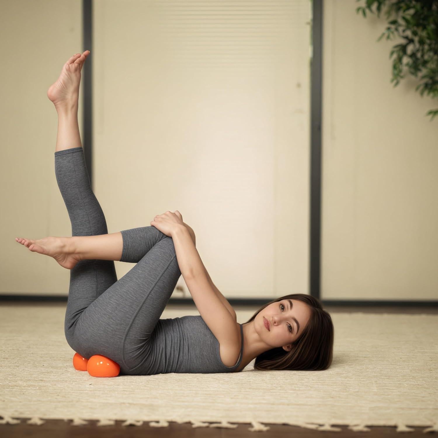 Bola de Masaje Suave CLQPY 10.16 cm Dureza Ajustable Naranja