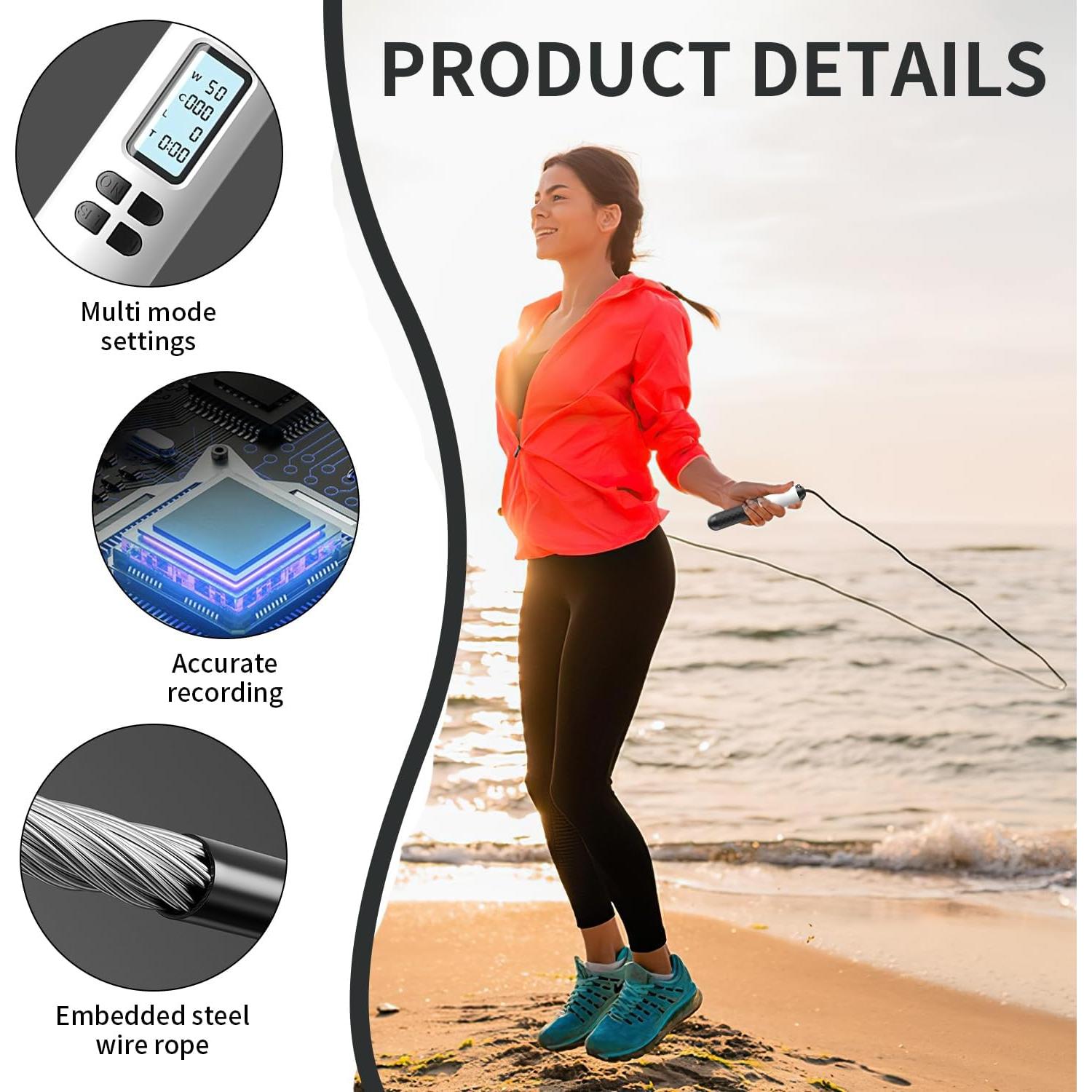 Cuerda de Salto Inalámbrica IUUWON 6cm con Contador Digital