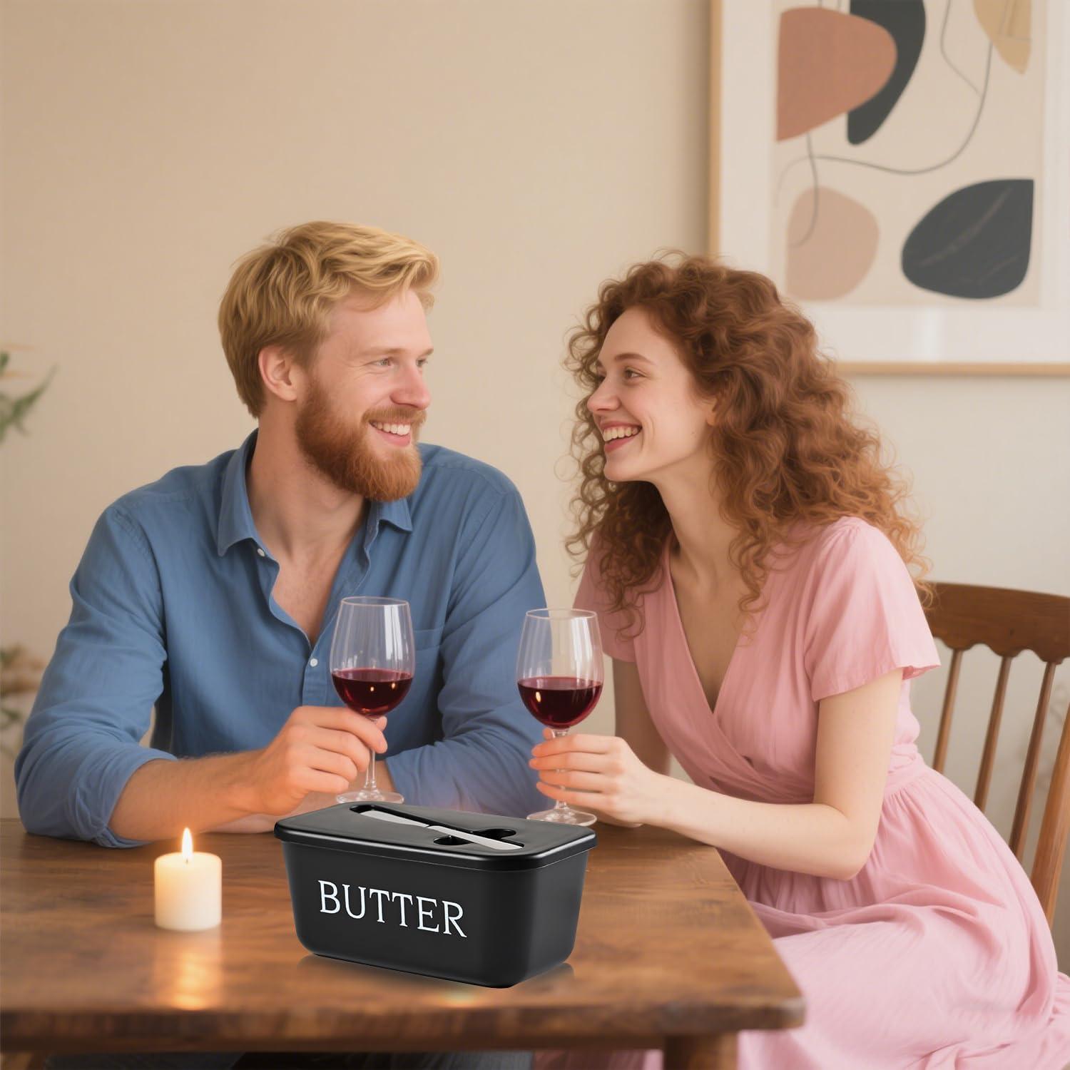 Plato de Mantequilla Grande Dehov con Tapa y Cuchillo 1.1L