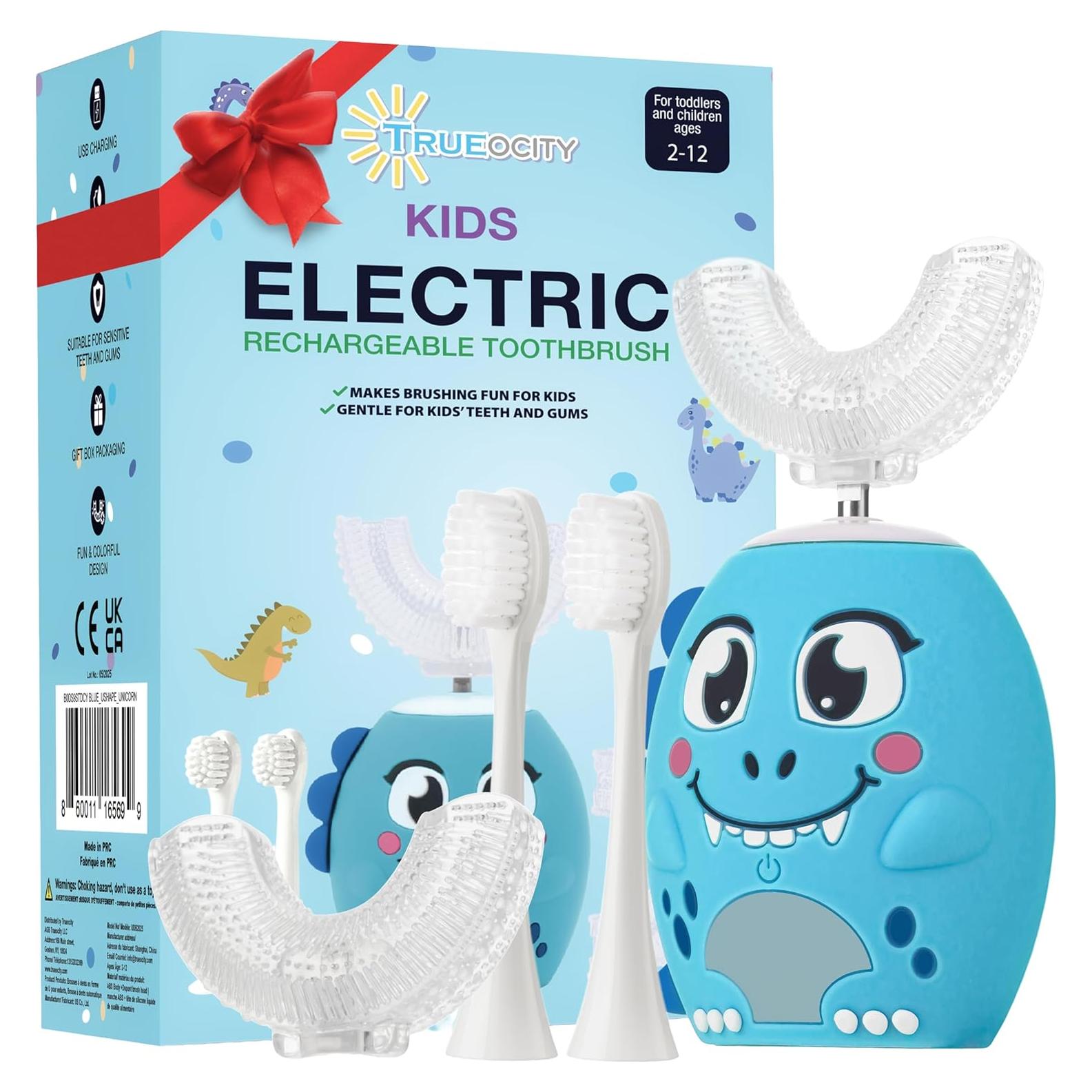 Cepillo de Dientes Eléctrico Niños Trueocity Dino Azul 360°