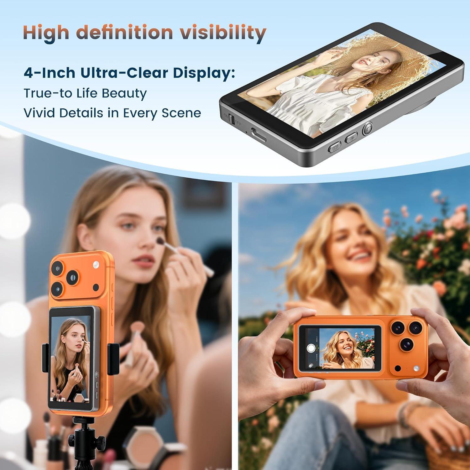 Monitor Selfie Inalámbrico Gisotu 4K para iPhone 17/Android