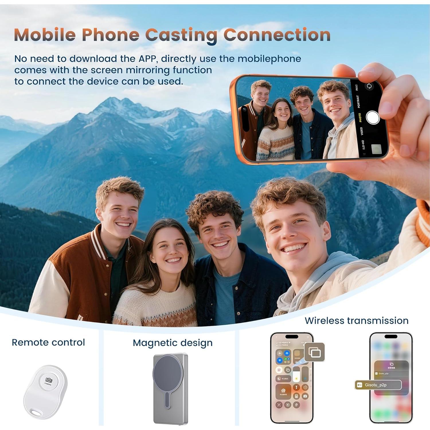 Monitor Selfie Inalámbrico Gisotu 4K para iPhone 17/Android