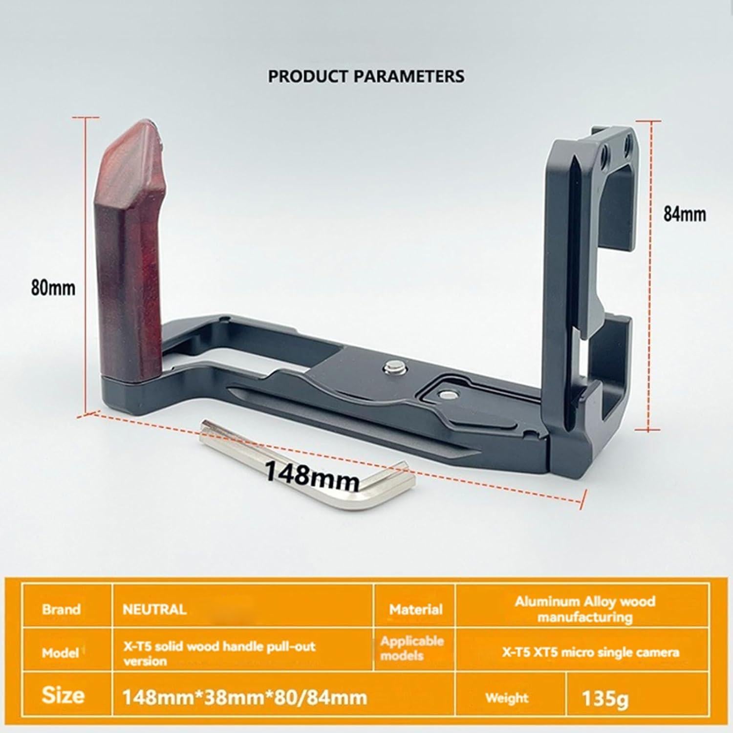 Soporte de agarre en L SZZCN para cámara Fuji X-T5 - Negro