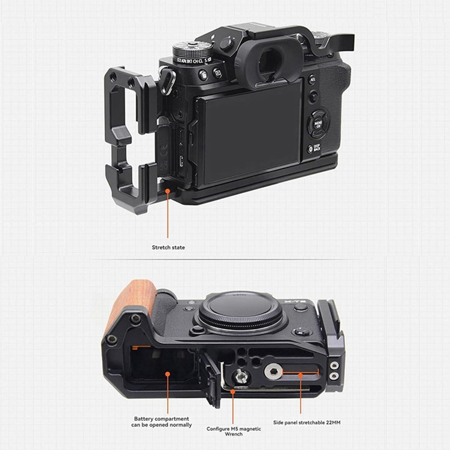 Soporte de agarre en L SZZCN para cámara Fuji X-T5 - Negro