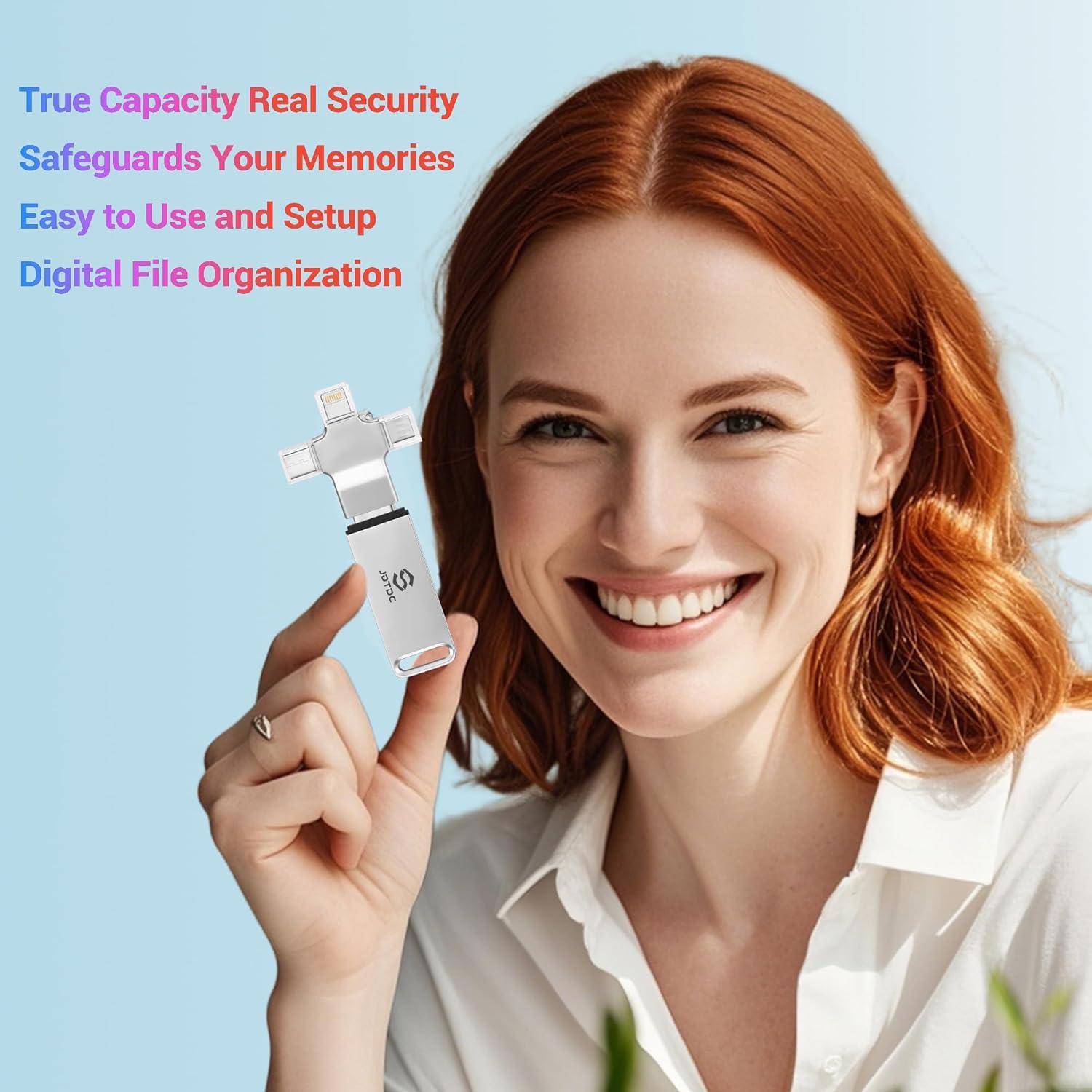 Stick de Copia de Seguridad Automática JSL JDTDC 128GB para iPhone, iPad, Android, PC y Mac