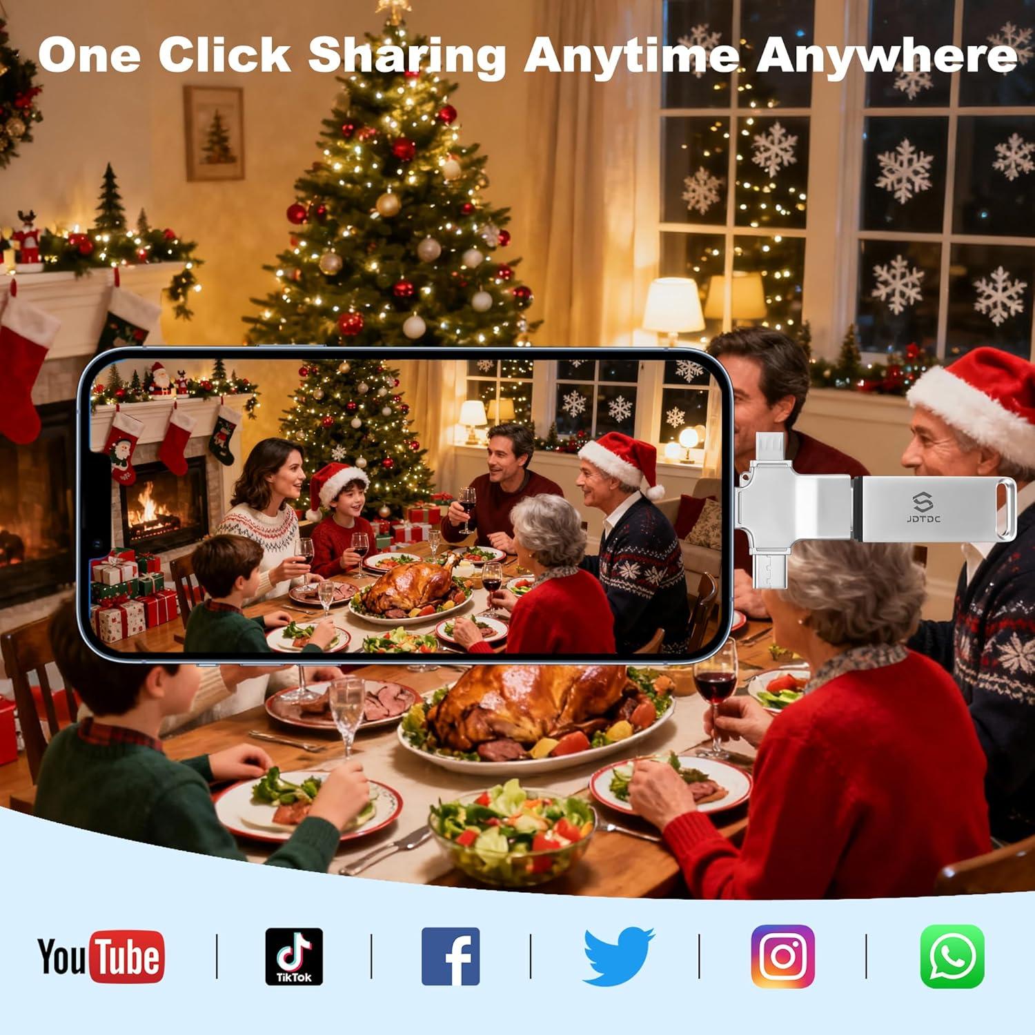 Stick de Copia de Seguridad Automática JSL JDTDC 128GB para iPhone, iPad, Android, PC y Mac