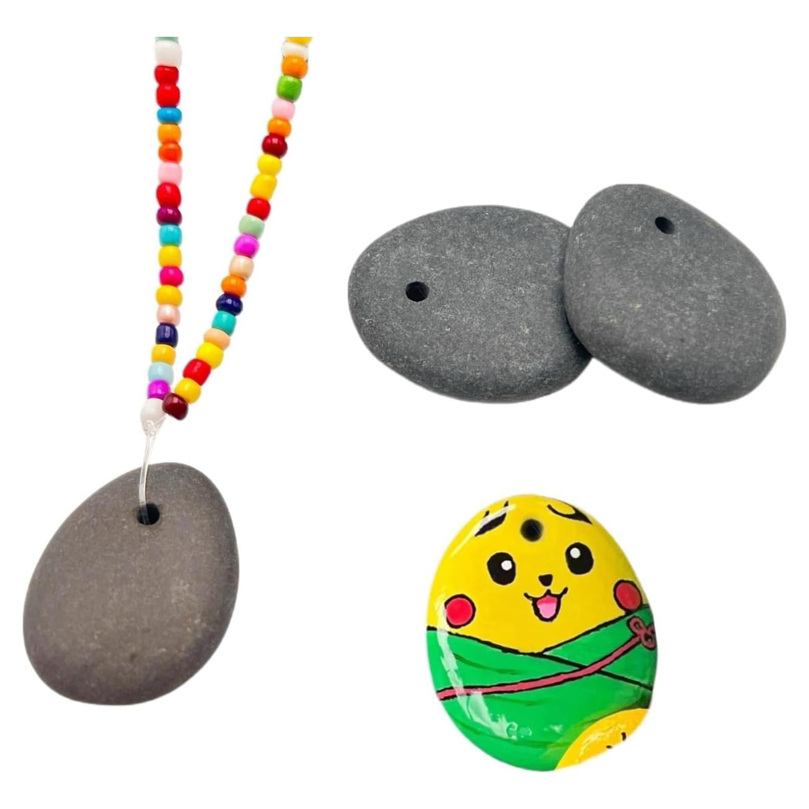 4 Rocas Planas Perforadas para Pintar 3.05-3.81cm - Lifetop