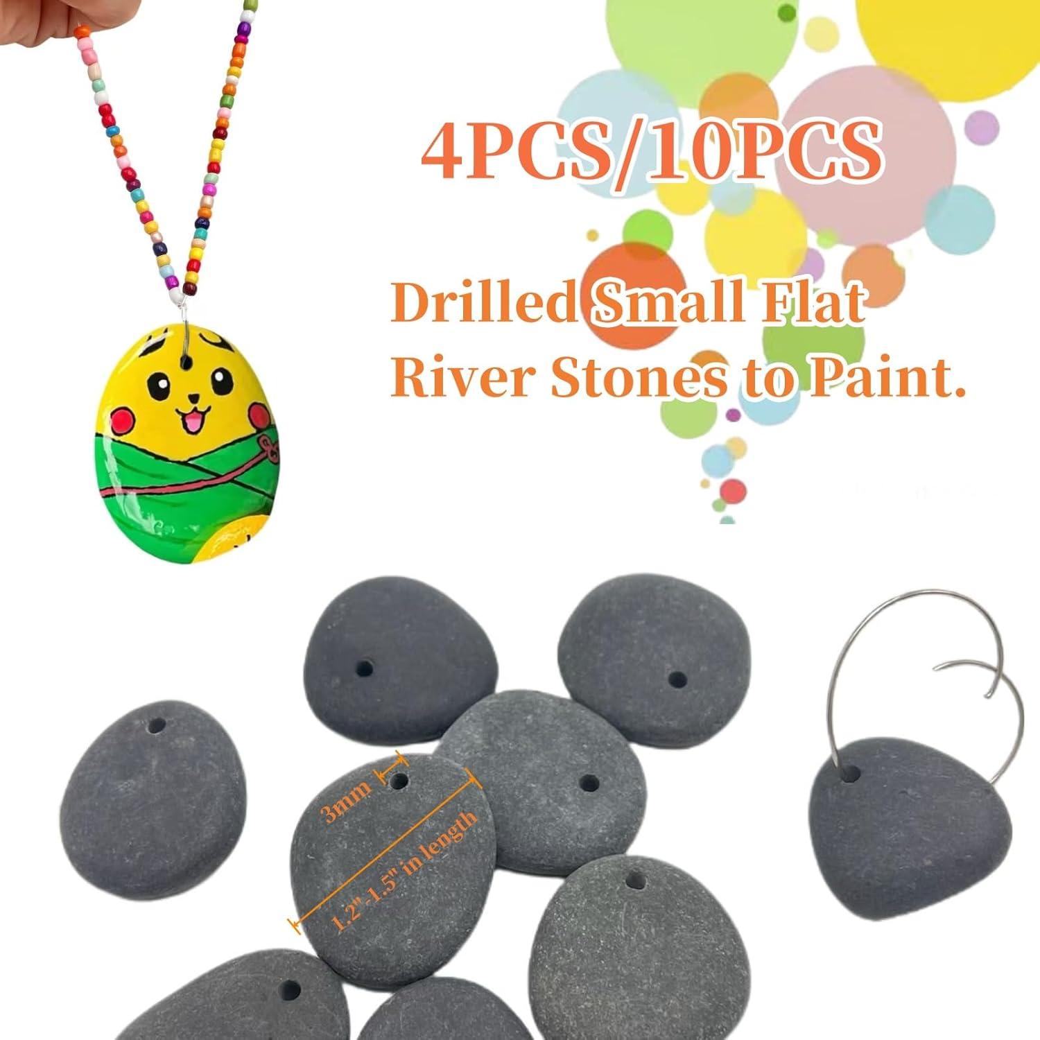 4 Rocas Planas Perforadas para Pintar 3.05-3.81cm - Lifetop