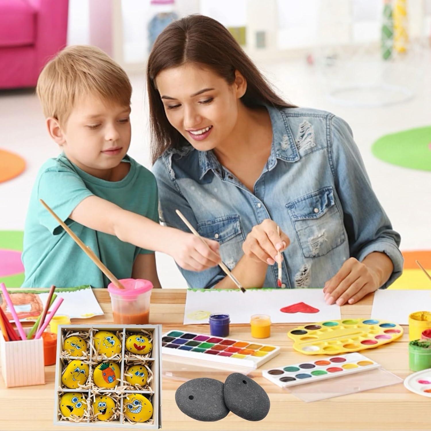 4 Rocas Planas Perforadas para Pintar 3.05-3.81cm - Lifetop