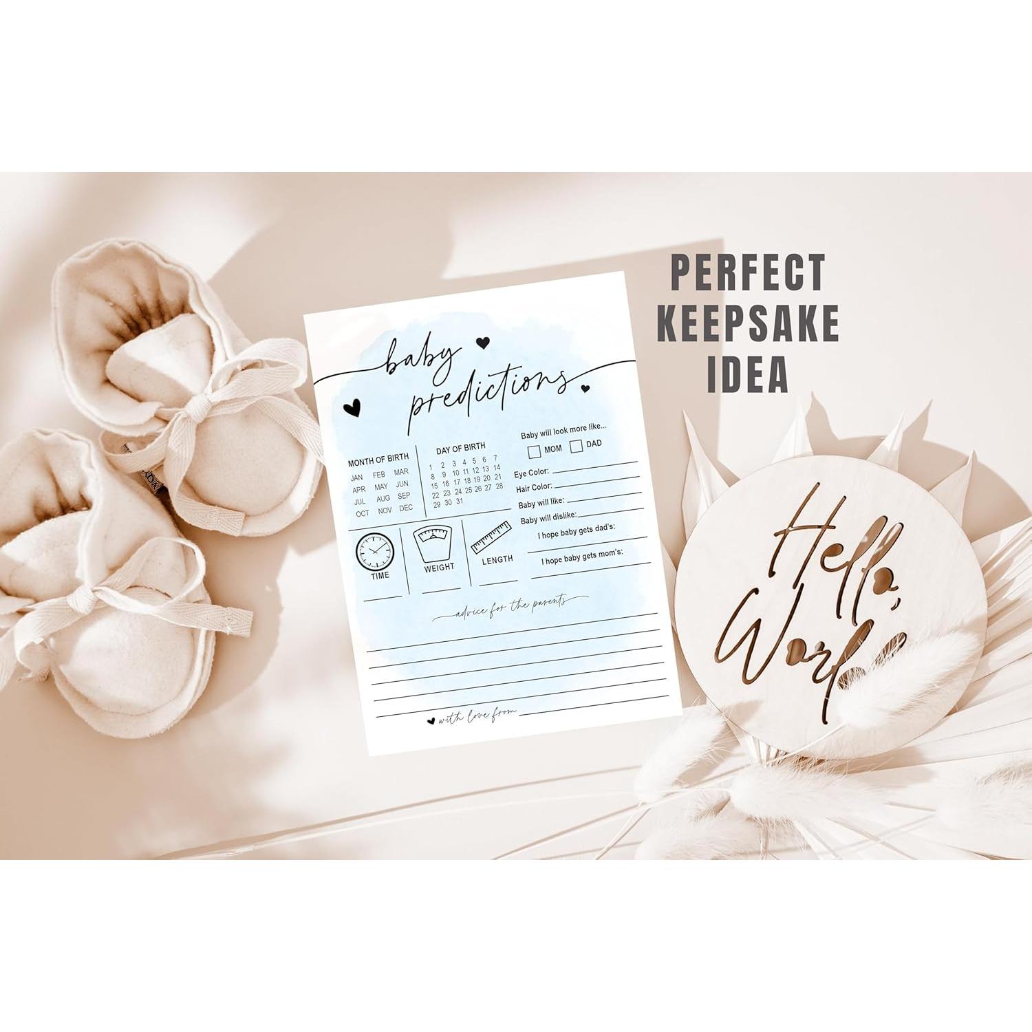 Tarjetas de Predicciones para Bebés Impresiones de Tu Evento - 50 Unidades