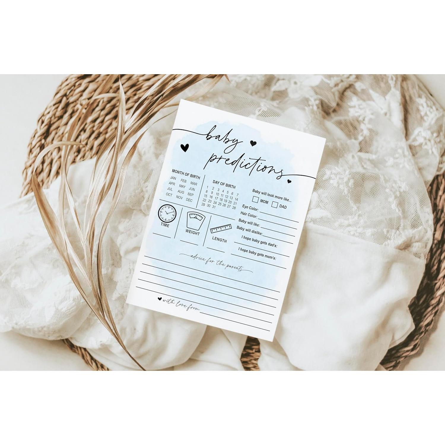 Tarjetas de Predicciones para Bebés Impresiones de Tu Evento - 50 Unidades