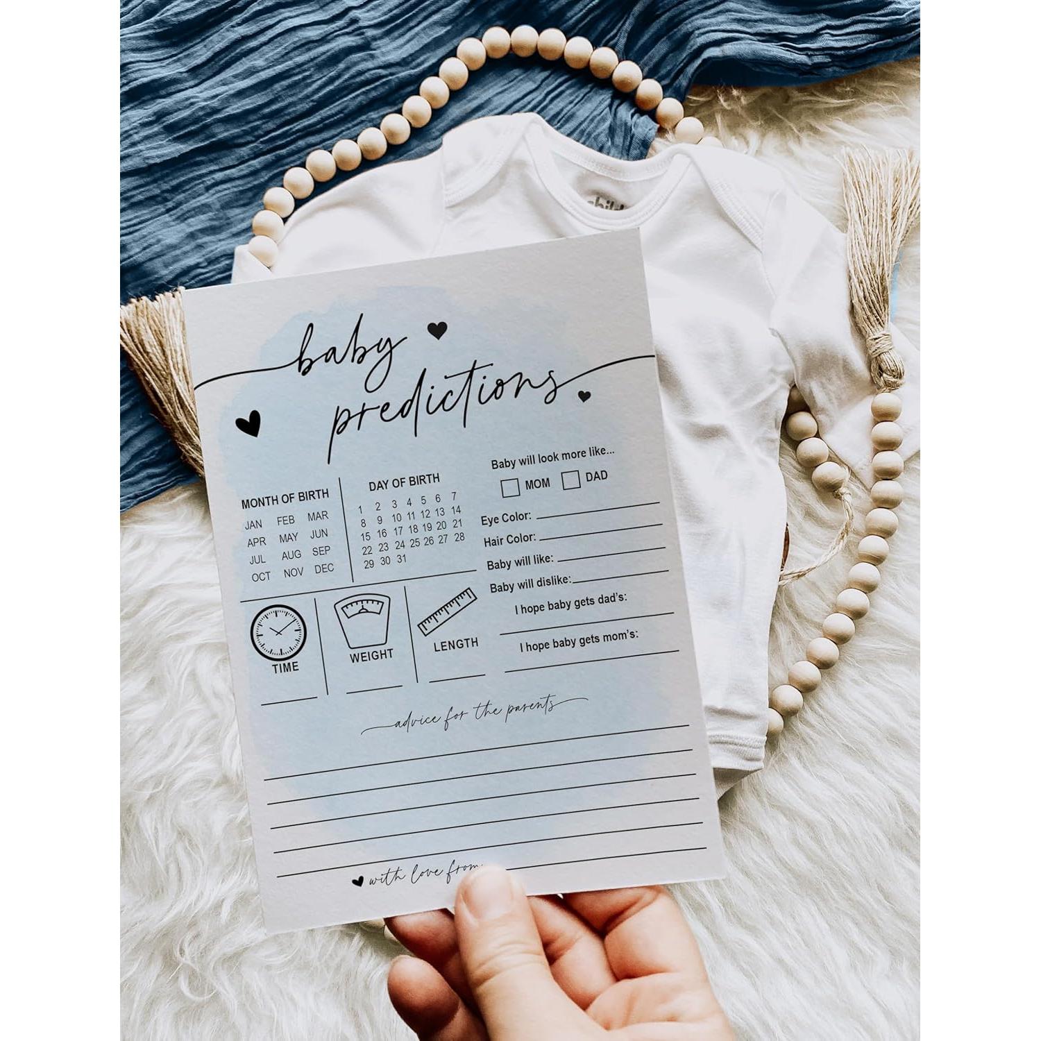 Tarjetas de Predicciones para Bebés Impresiones de Tu Evento - 50 Unidades