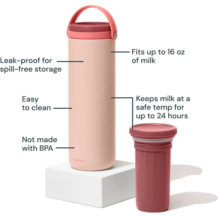 Enfriador de Leche Materna Willow - Acero Inoxidable 473ml Rosa