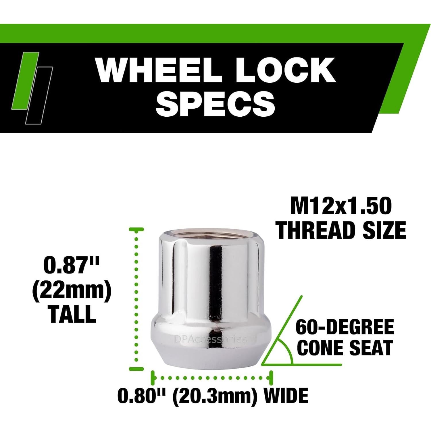 Bloqueos de Tuercas M12x1.50 DPAccessories Cromo - Juego de 4