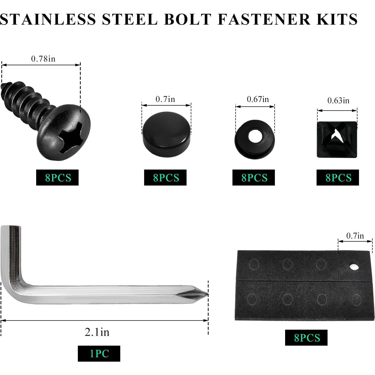 Tornillos de Placa de Licencia ZNDAW Acero Inoxidable Negro