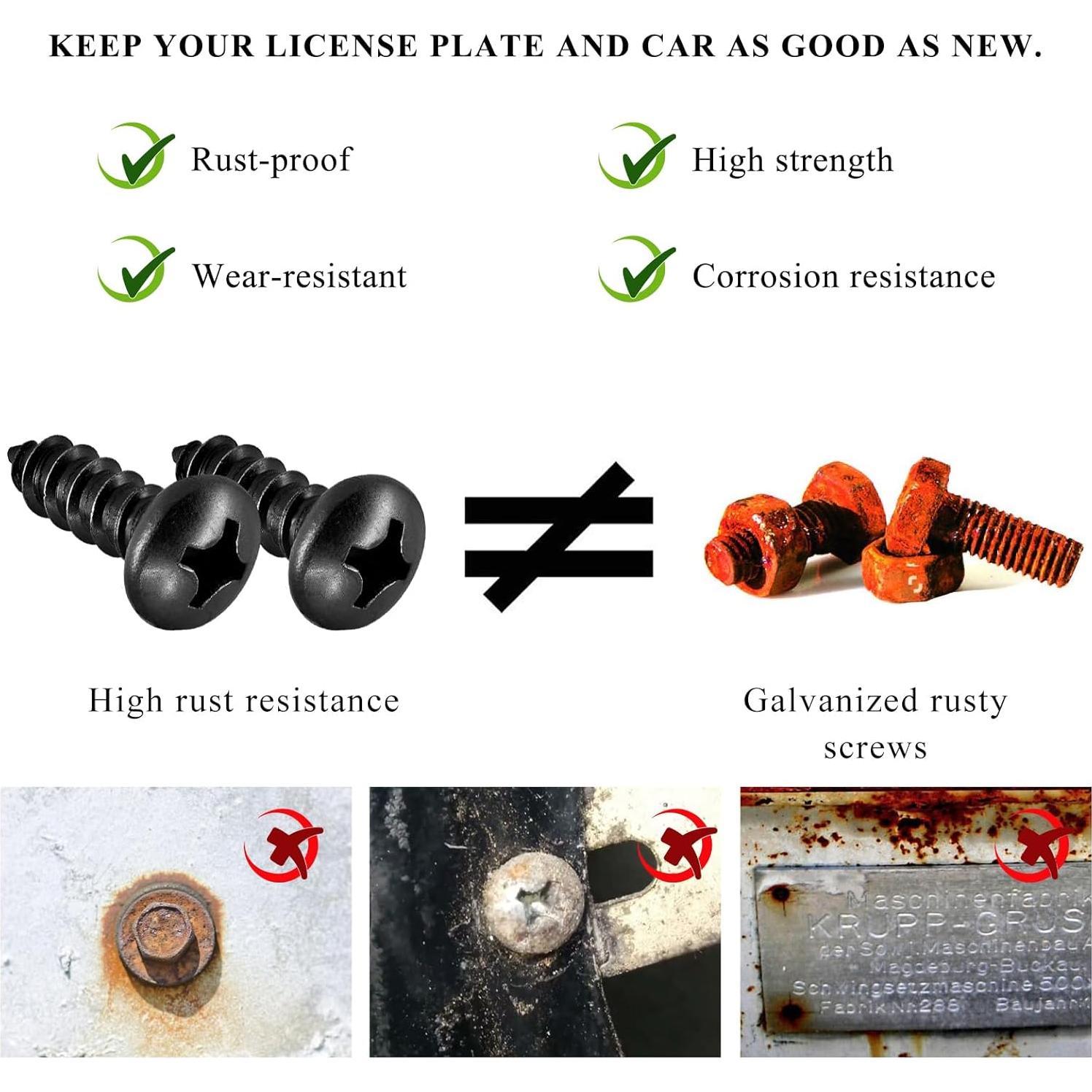 Tornillos de Placa de Licencia ZNDAW Acero Inoxidable Negro