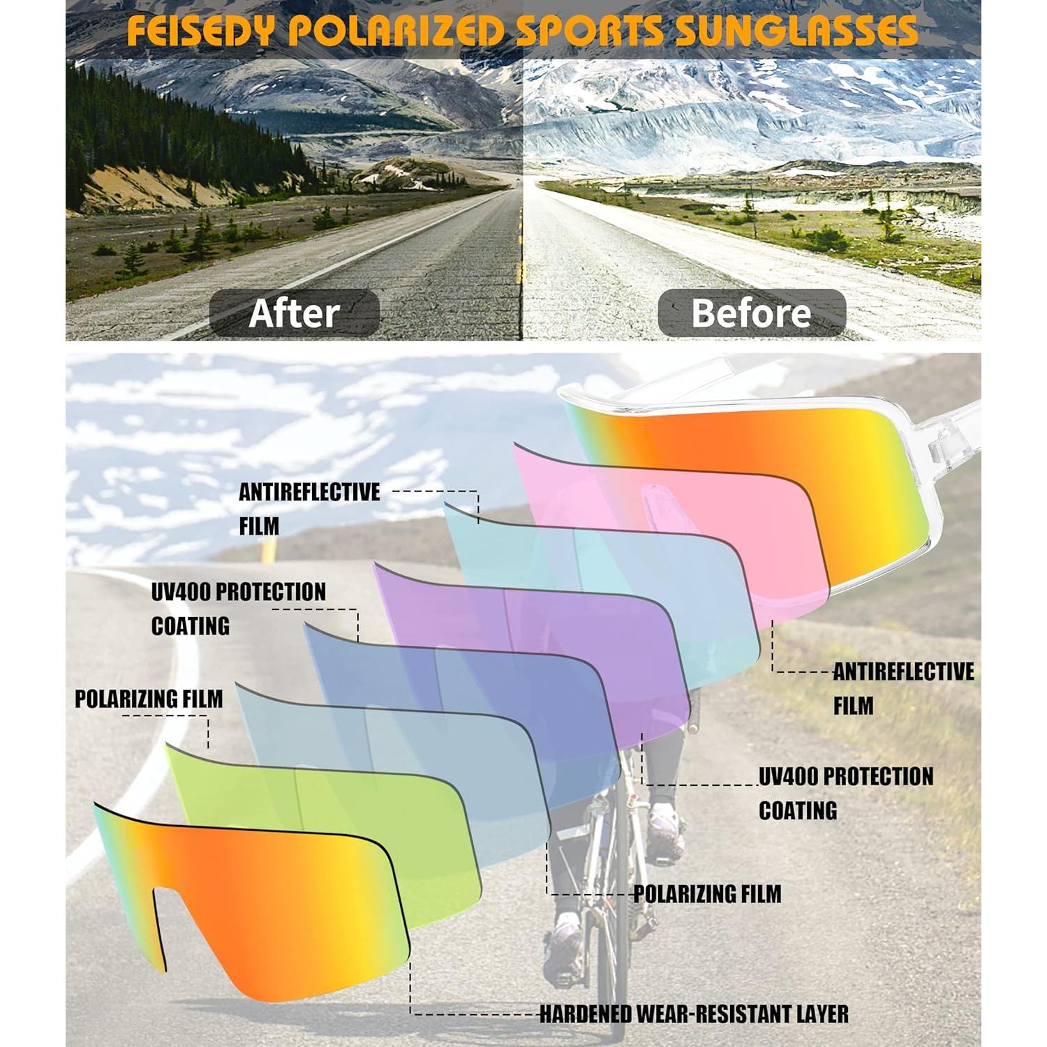 Gafas de sol deportivas FEISEDY polarizadas UV400 para adultos