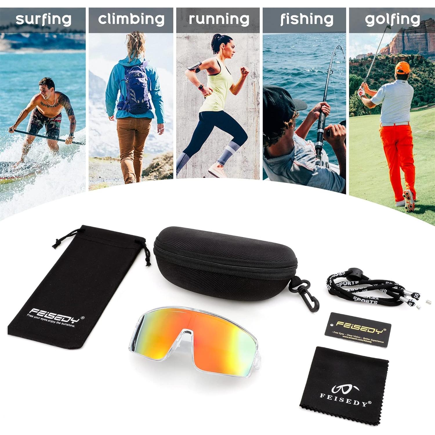 Gafas de sol deportivas FEISEDY polarizadas UV400 para adultos