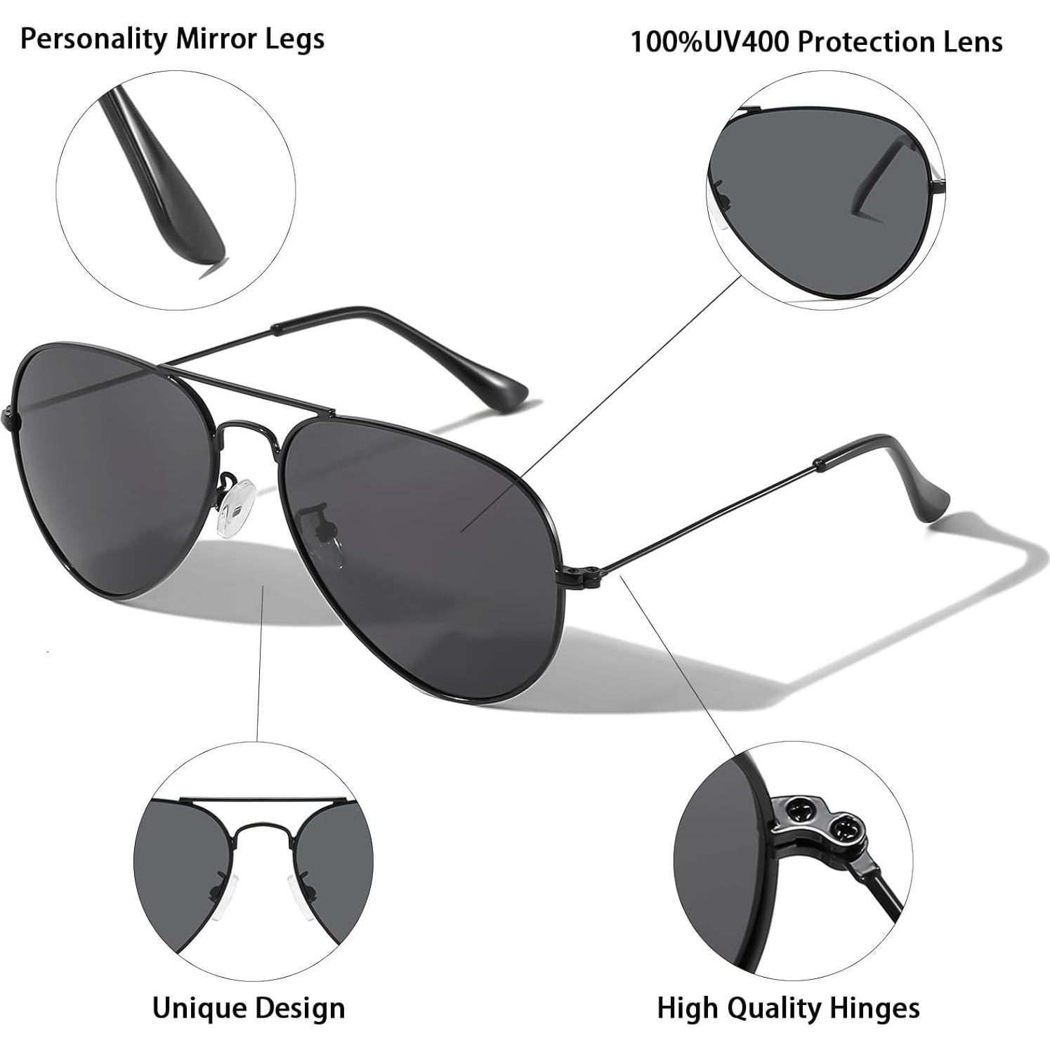 Gafas de sol aviador polarizadas AISSWZBER UV400 unisex