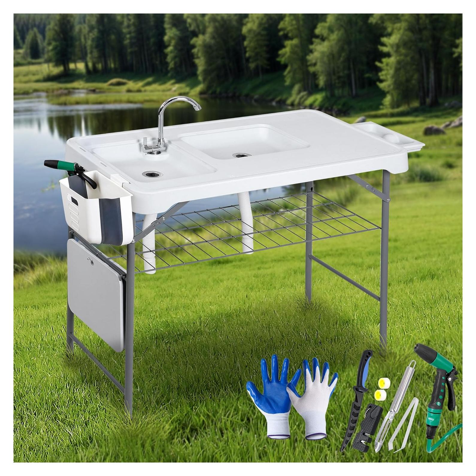 Mesa de Limpieza de Pescado SUPER DEAL con Fregadero 107,9 cm