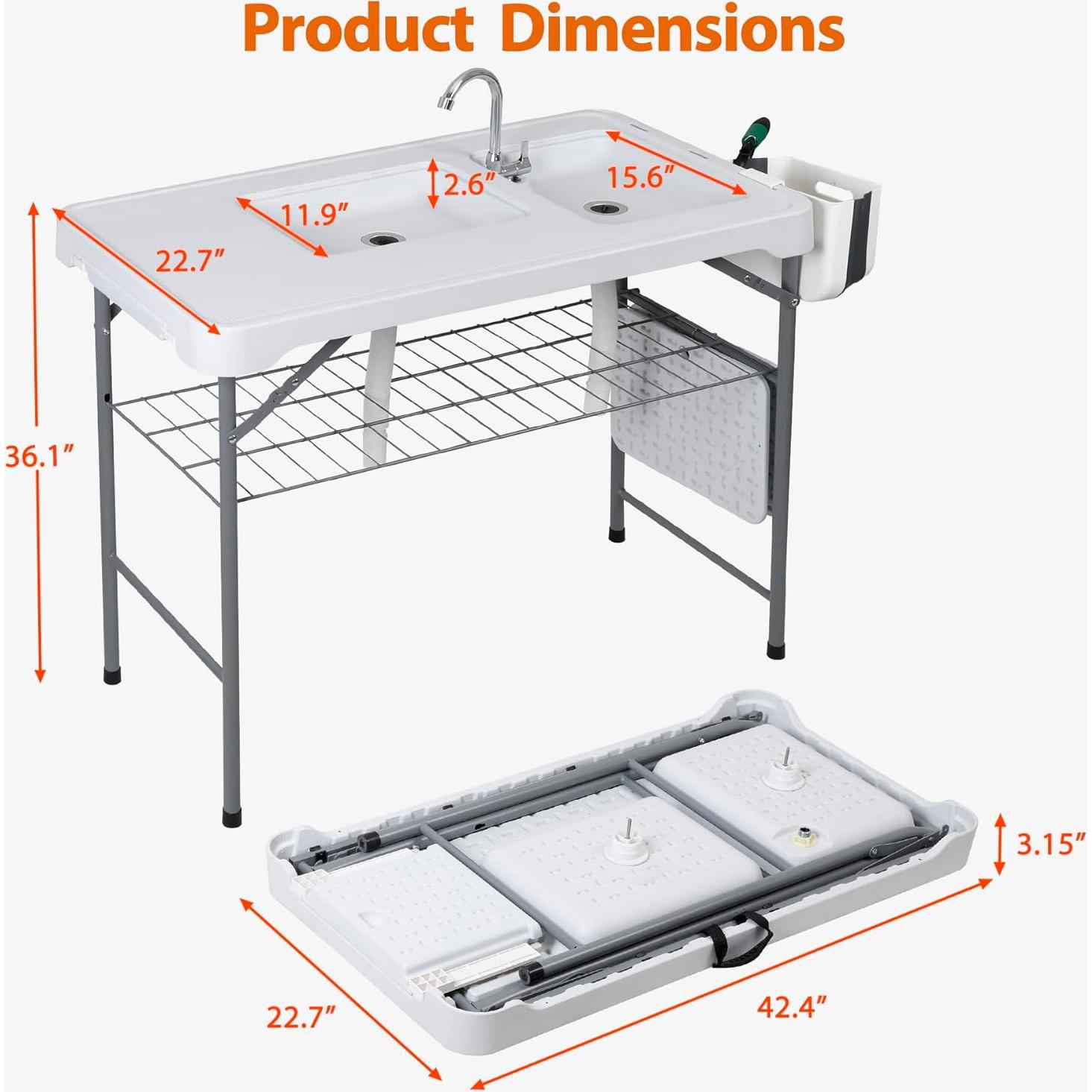Mesa de Limpieza de Pescado SUPER DEAL con Fregadero 107,9 cm