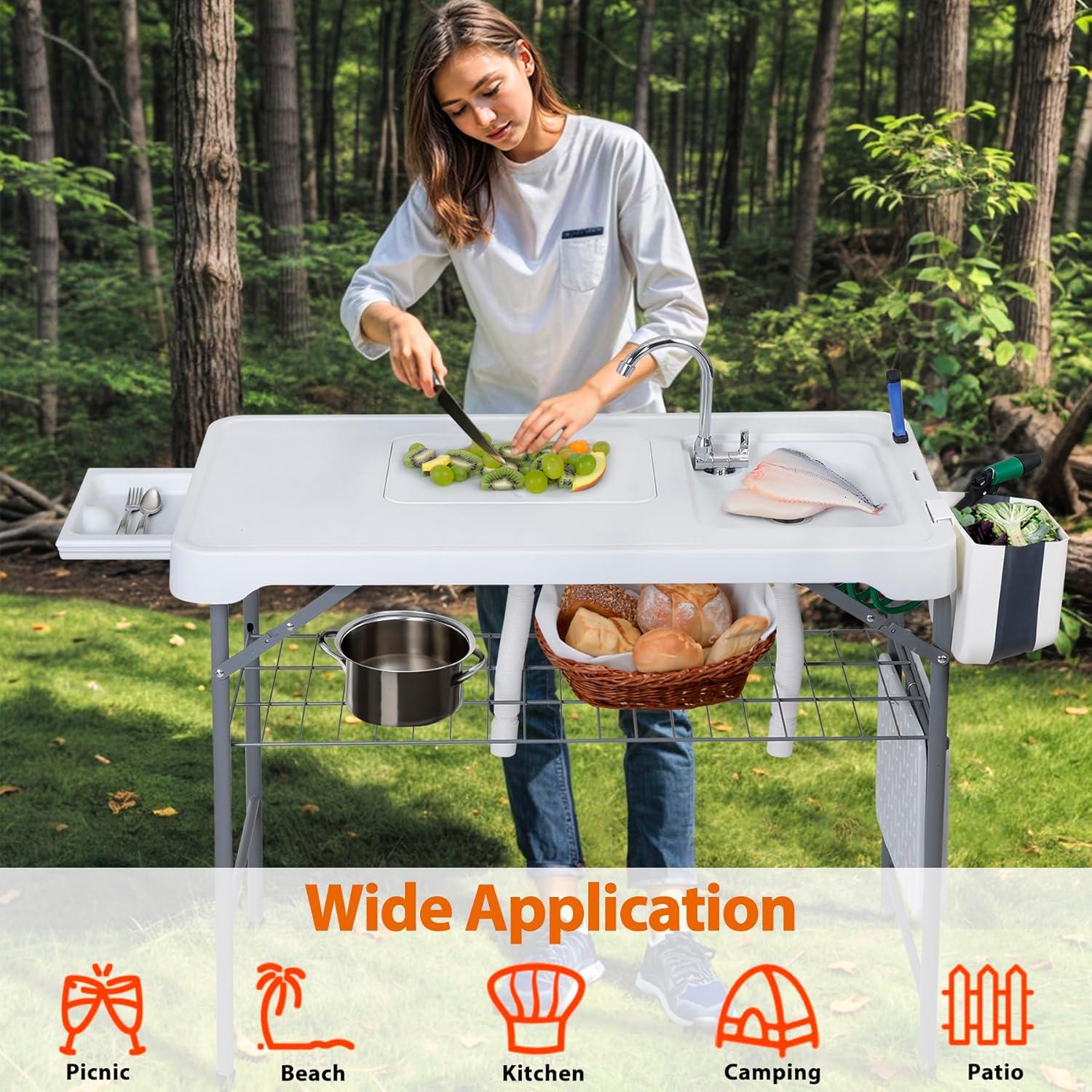 Mesa de Limpieza de Pescado SUPER DEAL con Fregadero 107,9 cm