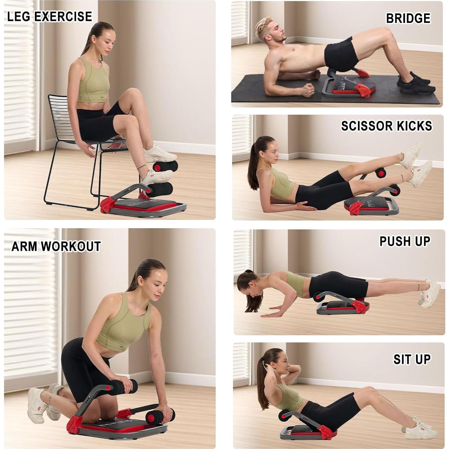 HOTSWEAT Máquina de Abdominales Plegable 150 kg Rojo