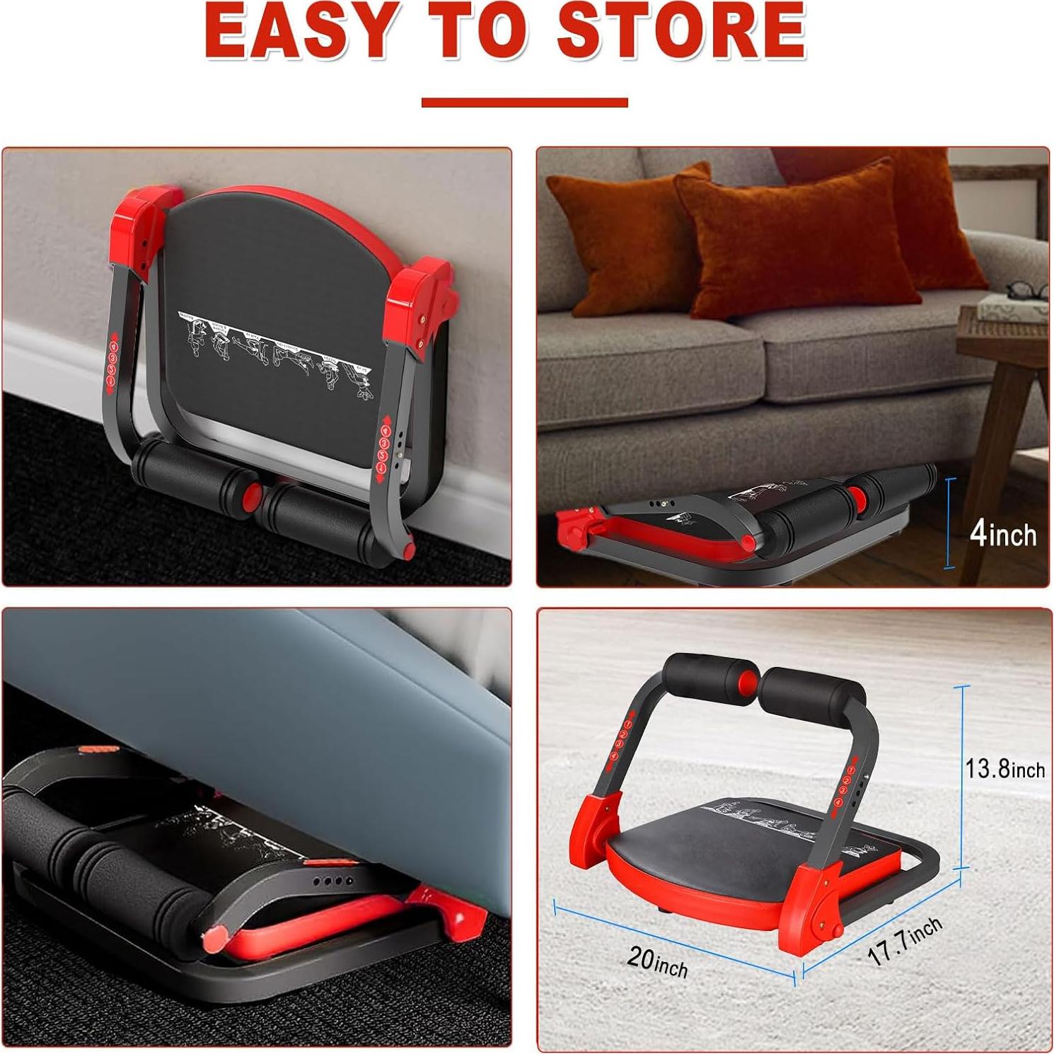 HOTSWEAT Máquina de Abdominales Plegable 150 kg Rojo