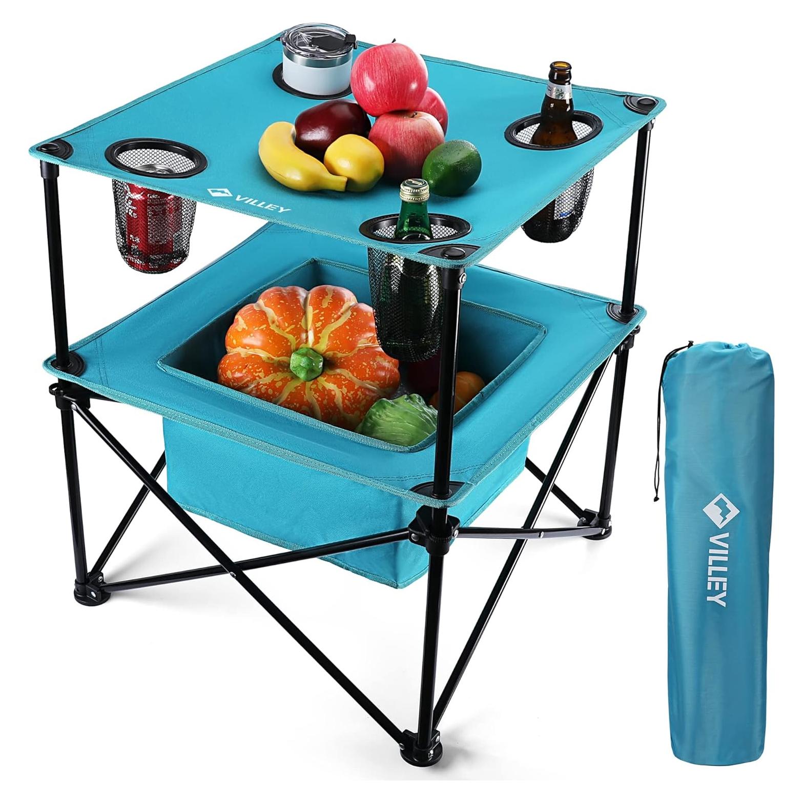 Mesa de Camping Plegable VILLEY 55,88x63,5 cm Azul