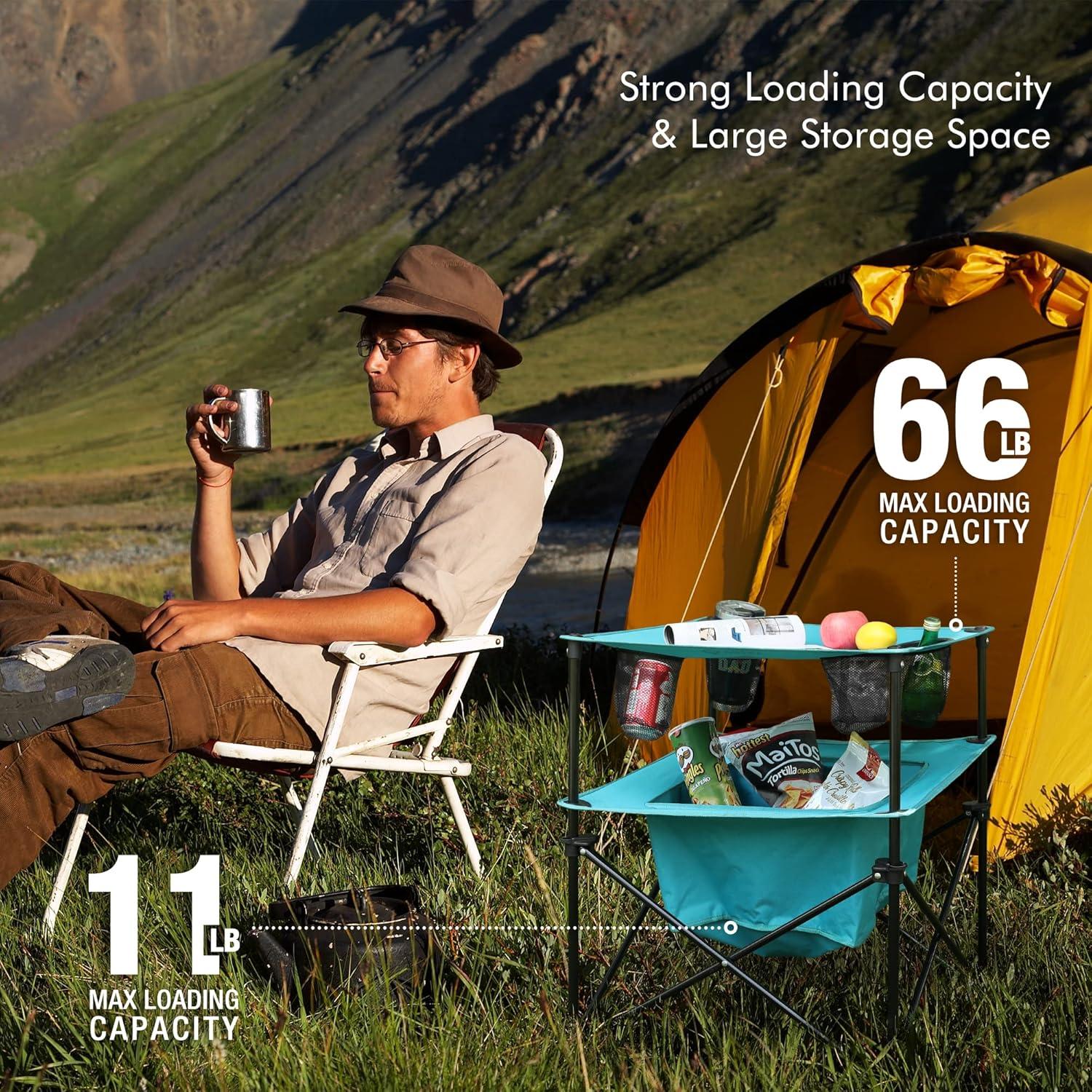 Mesa de Camping Plegable VILLEY 55,88x63,5 cm Azul