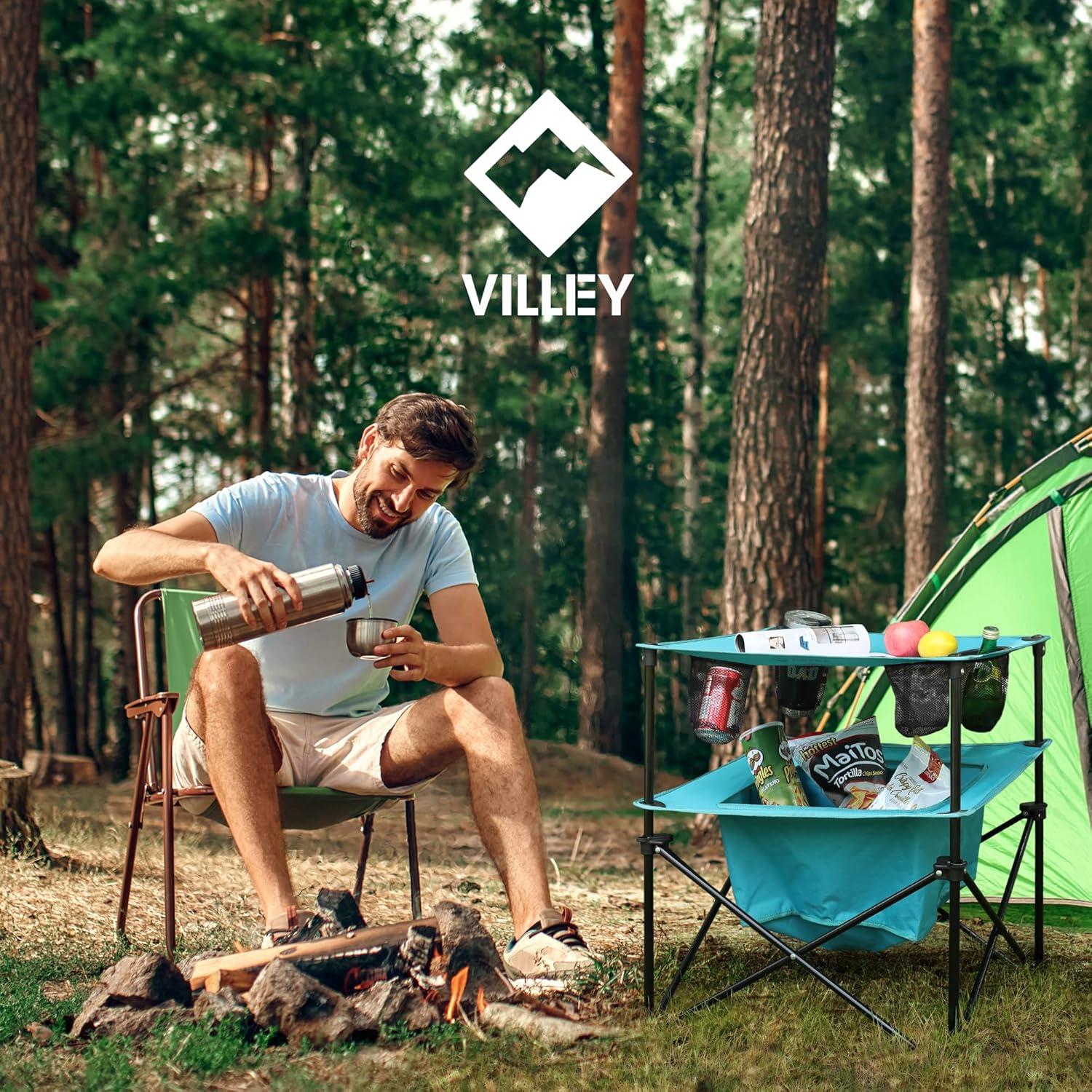 Mesa de Camping Plegable VILLEY 55,88x63,5 cm Azul