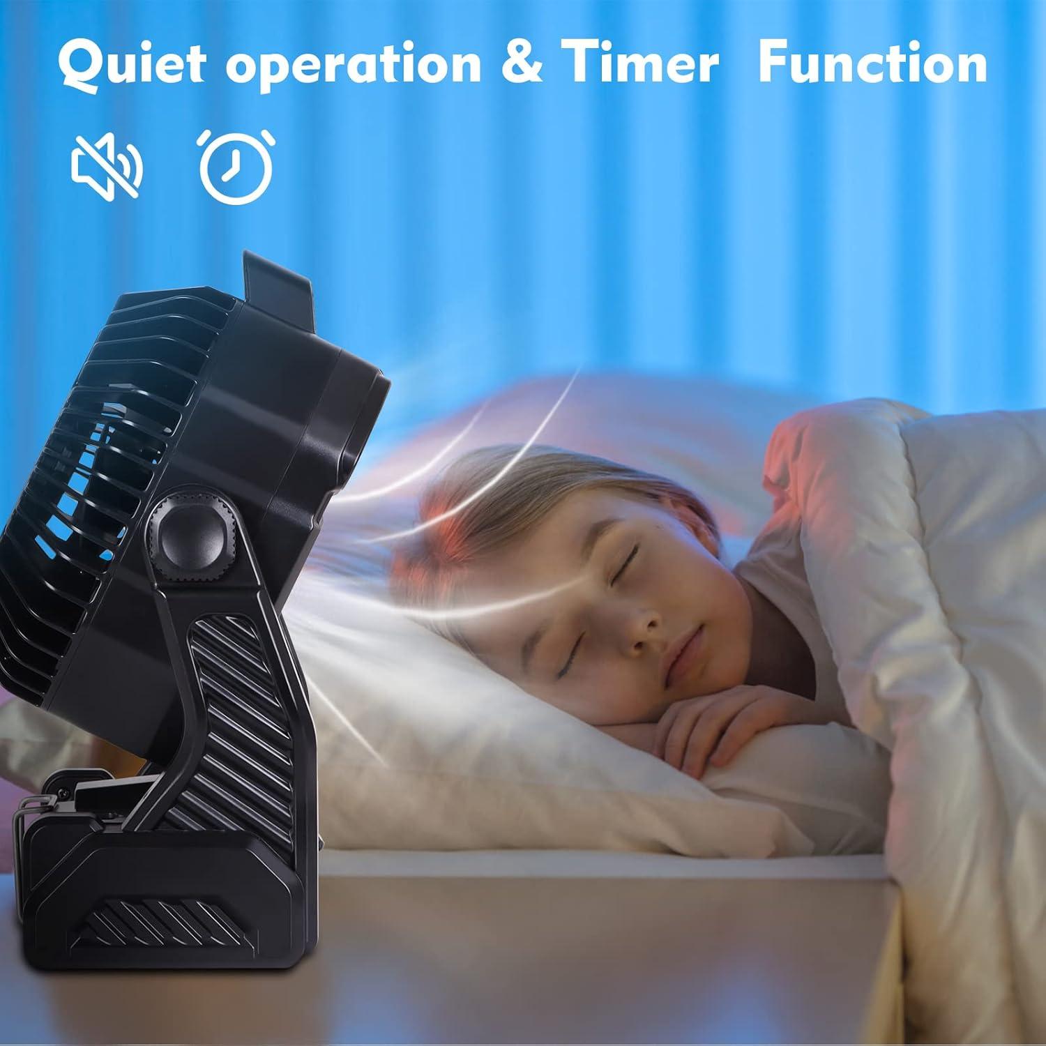 Ventilador de Camping RUNTOP 20000mAh Recargable USB con Luz LED