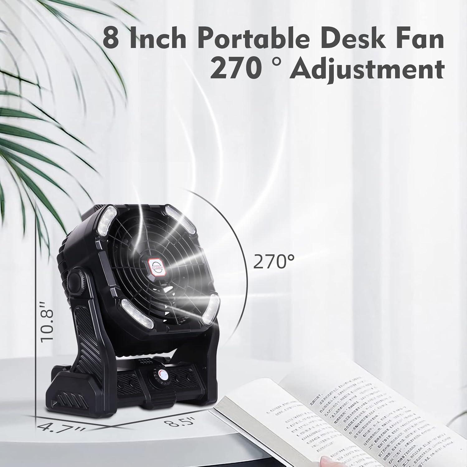 Ventilador de Camping RUNTOP 20000mAh Recargable USB con Luz LED