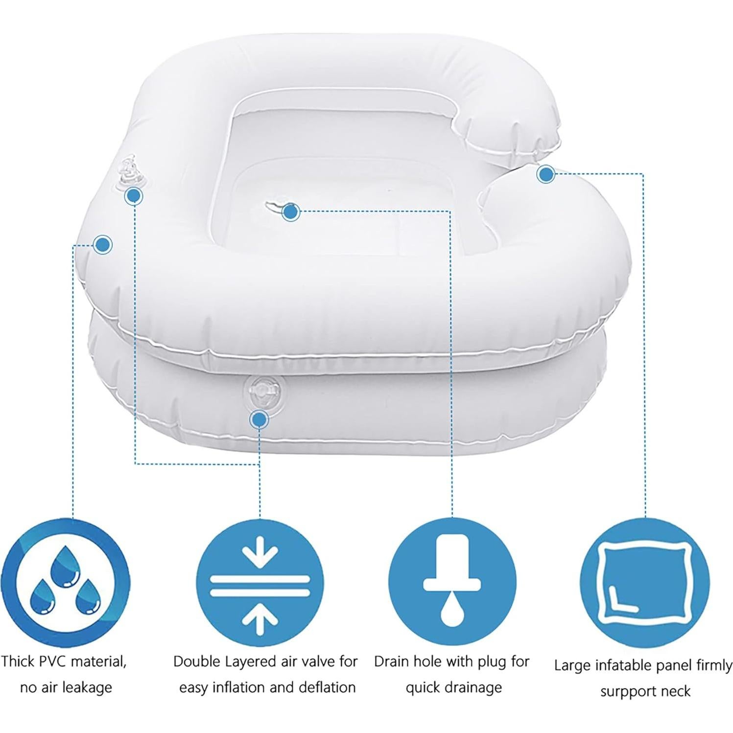 Basin de Champú Inflable BOLESHU Blanco 60x55 cm para Ancianos