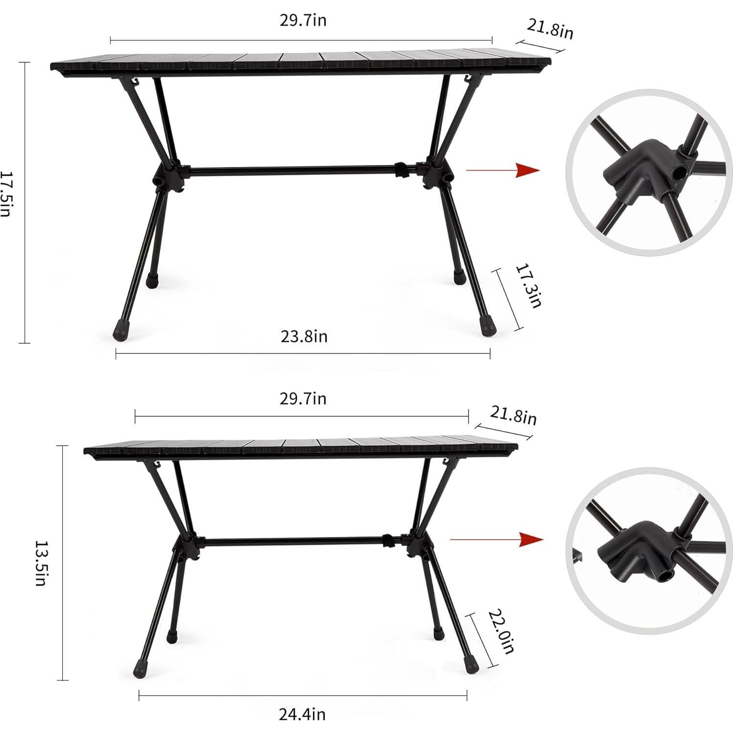 FT11 Height Adjustable Camping Table, Ultralight Aluminum Roll Up Table with Carry Bag, Portable Backpacking Camp Table for Hiking Picnic Fishing Beach