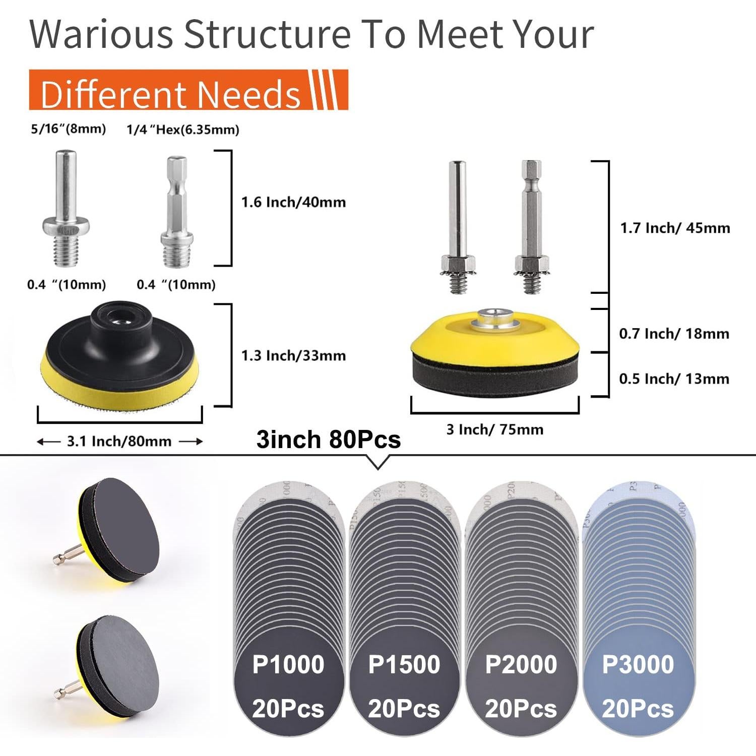 Kit de Pulido y Lijado 98 Piezas Zhi Ye 3 Pulgadas