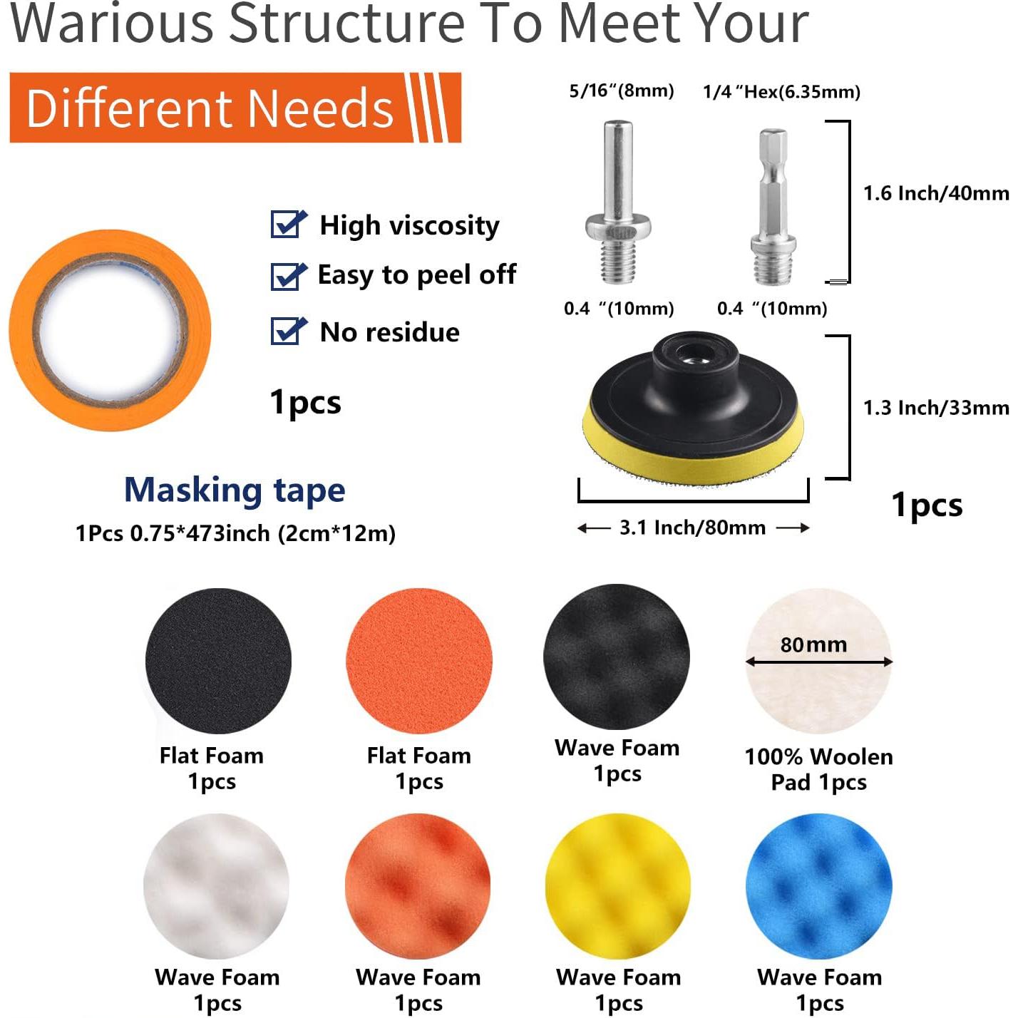 Kit de Pulido y Lijado 98 Piezas Zhi Ye 3 Pulgadas
