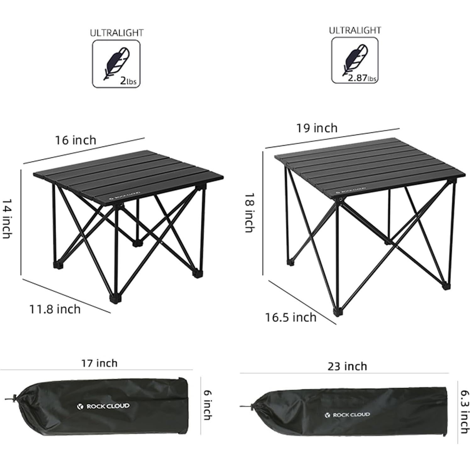 Mesa de Camping ROCK CLOUD Plegable Aluminio 0.91 kg