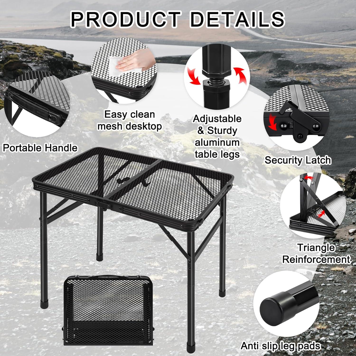 Mesa de Camping Plegable Jkwokback 2FT Ajustable Aluminio