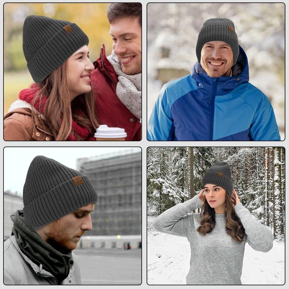 Gorro de lana Merino ZTL unisex gris oscuro forro polar