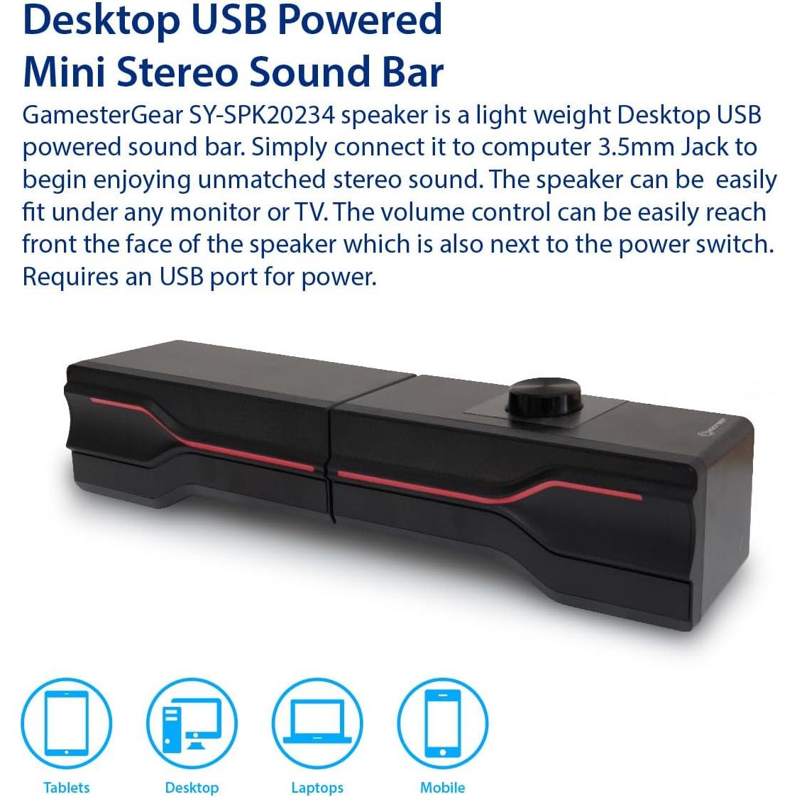 Barra de sonido USB GamesterGear SY-SPK20244 con LED RGB