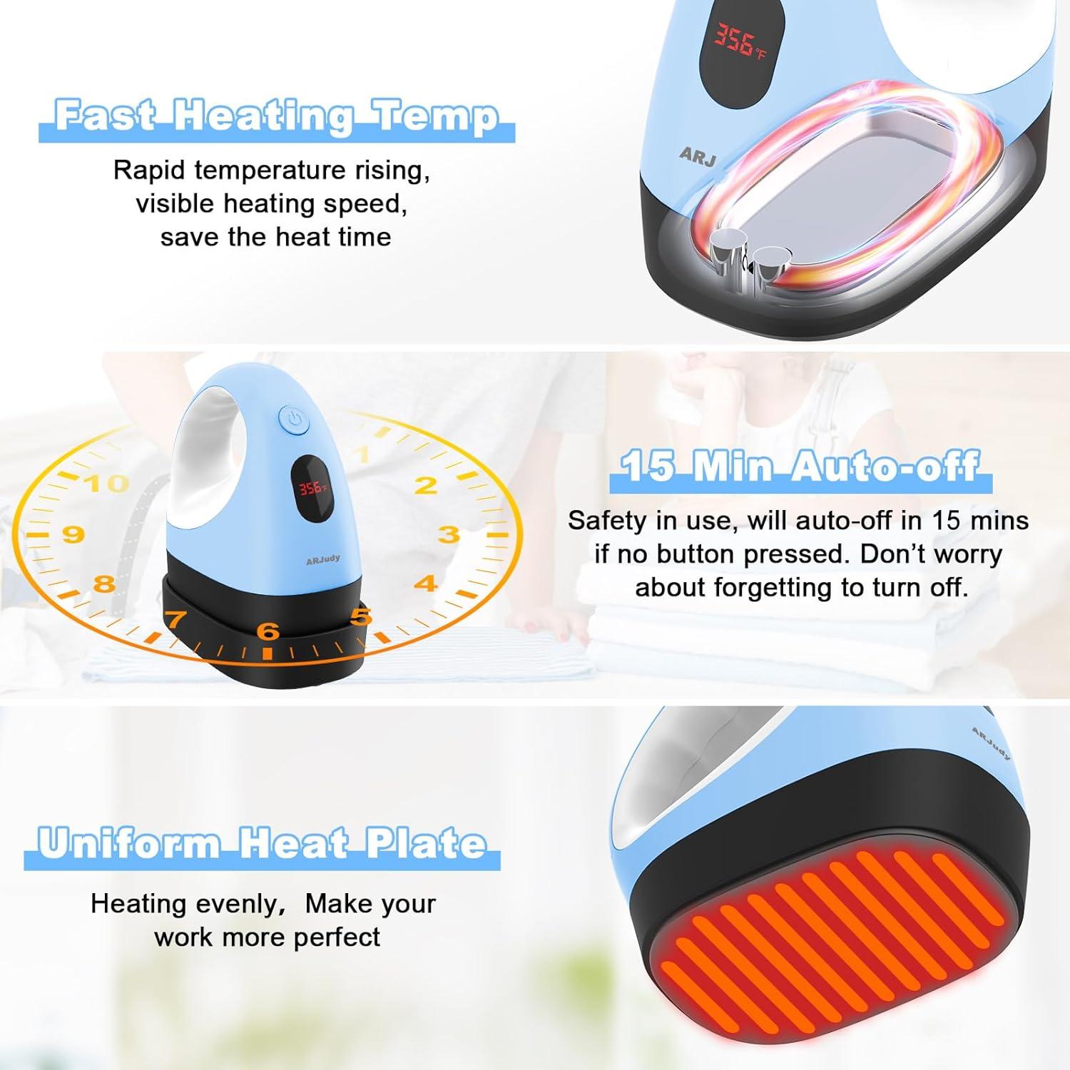 Mini Prensa Térmica ARJudy Azul, 3 Niveles de Temperatura