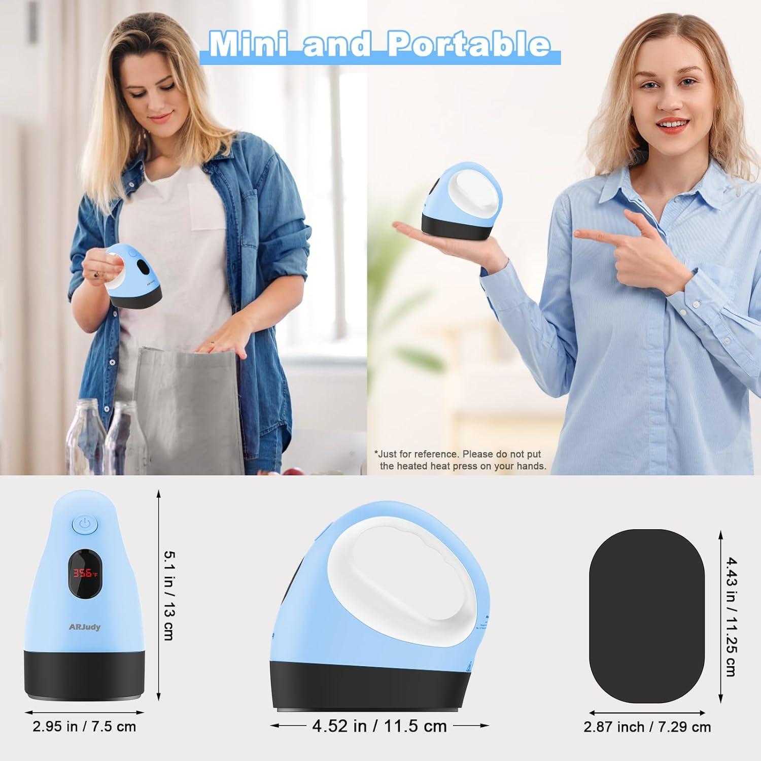 Mini Prensa Térmica ARJudy Azul, 3 Niveles de Temperatura