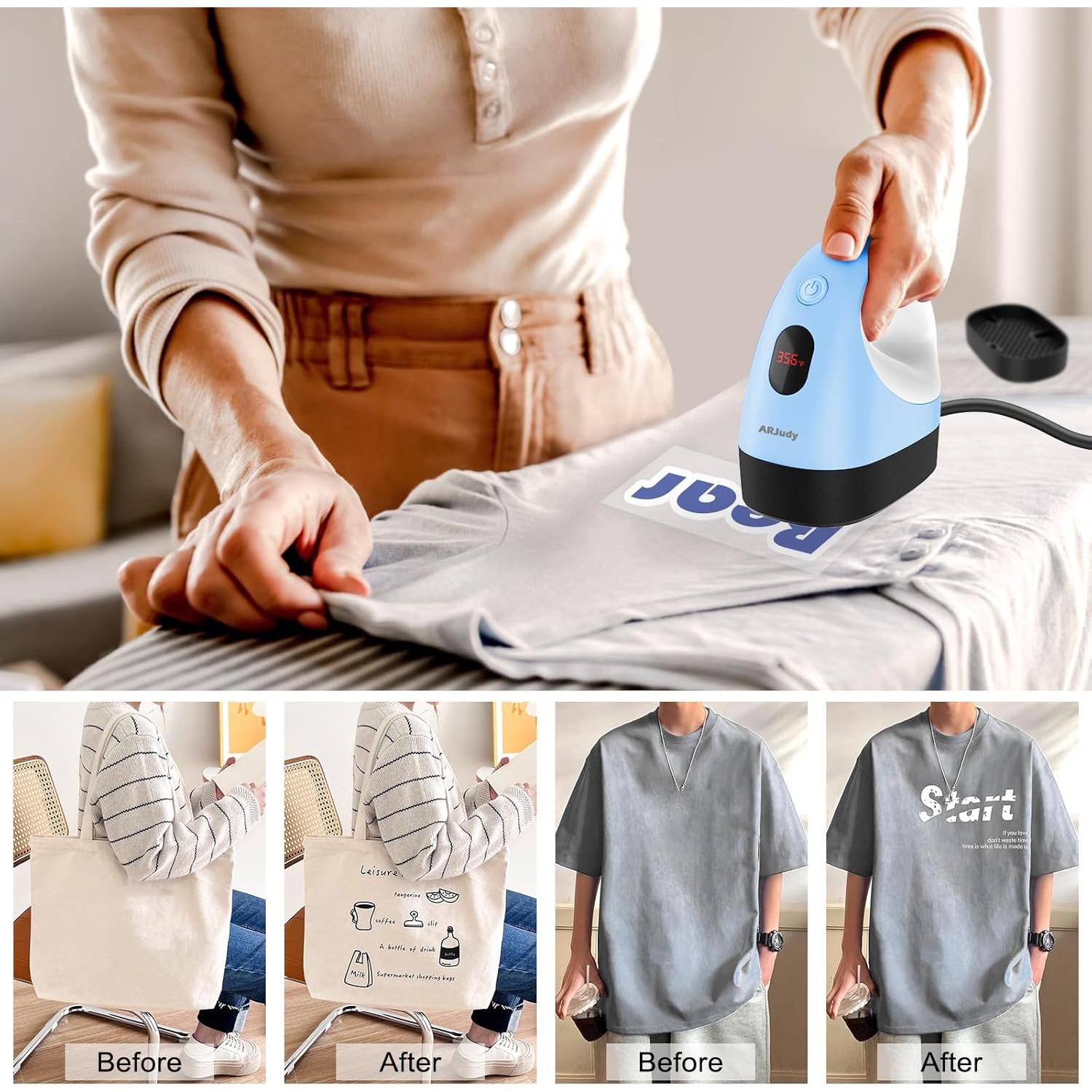 Mini Prensa Térmica ARJudy Azul, 3 Niveles de Temperatura